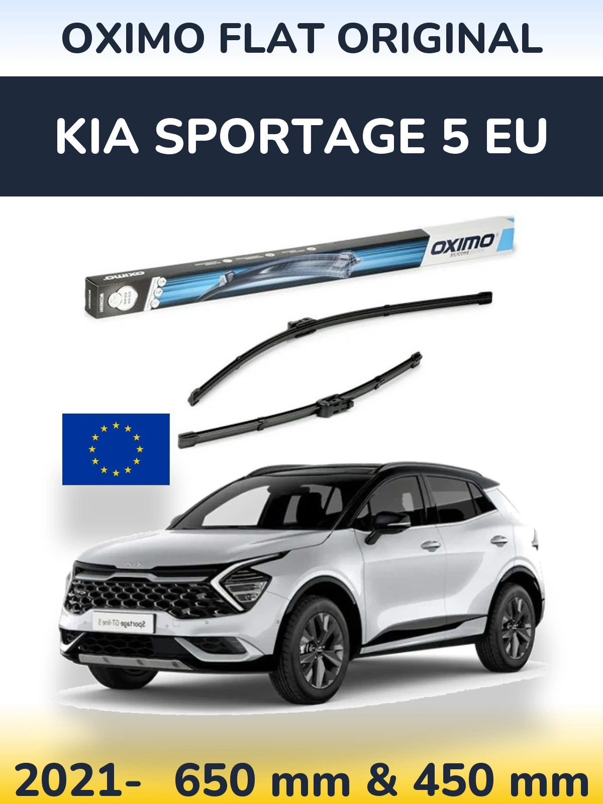 Комплект передніх щіток Oximo Flat Original 650 & 450 мм для KIA Sportage 5 EU 2021-2026