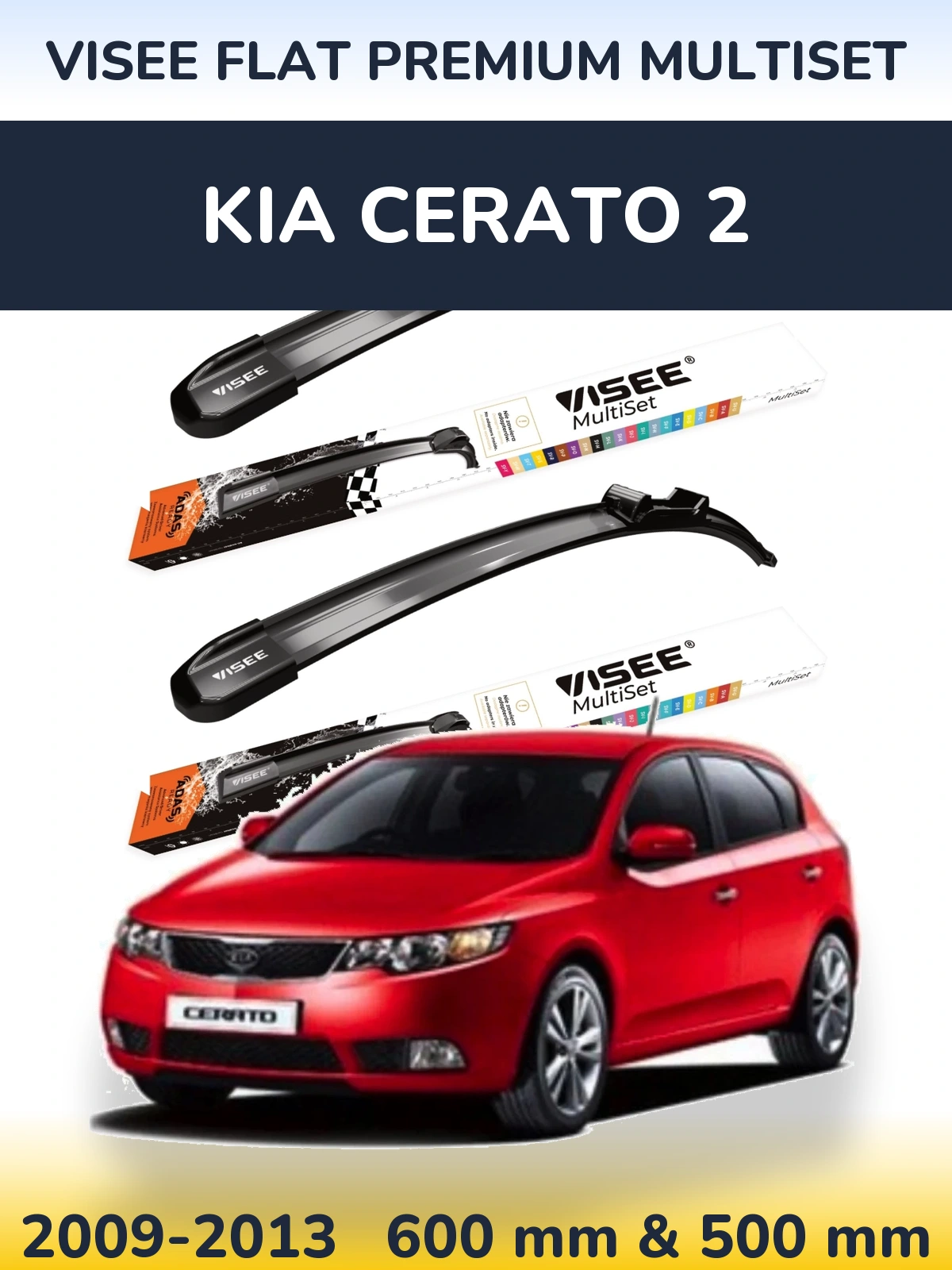 Sada předních stěračů VISEE FLAT PREMIUM MultiSet 600 a 500 mm pro KIA Cerato 2 2009-2013