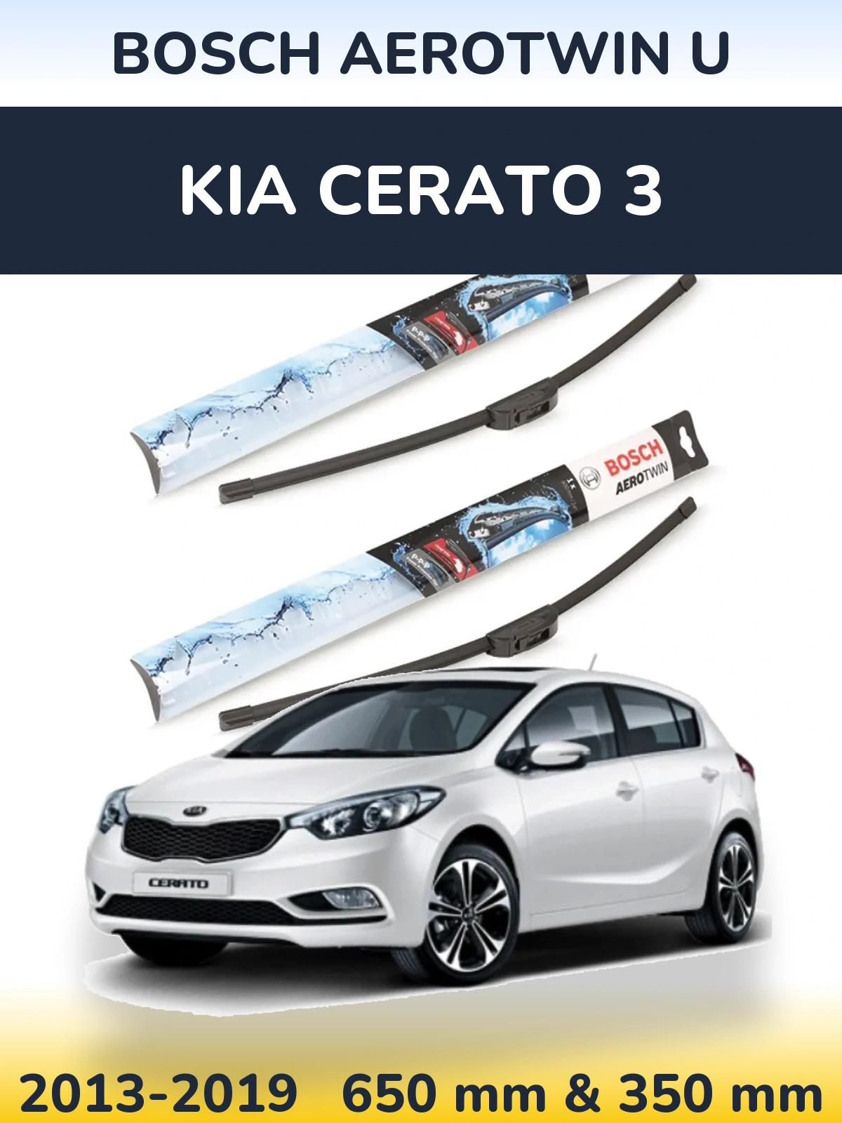 Sada předních stěračů BOSCH AeroTwin U 650 a 350 mm pro KIA Cerato 3 2013-2019