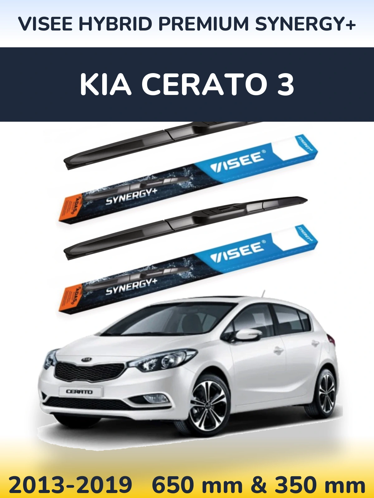 Sada předních stěračů VISEE HYBRID PREMIUM SYNERGY+ 650 a 350 mm pro KIA Cerato 3 2013-2019
