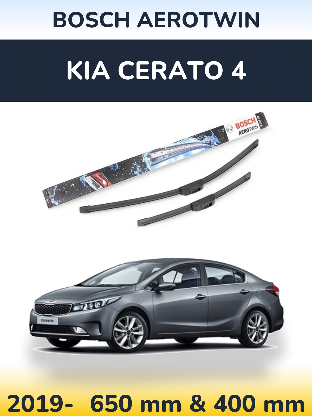 Sada předních stěračů BOSCH AeroTwin 650 a 400 mm pro KIA Cerato 4 2019-2026
