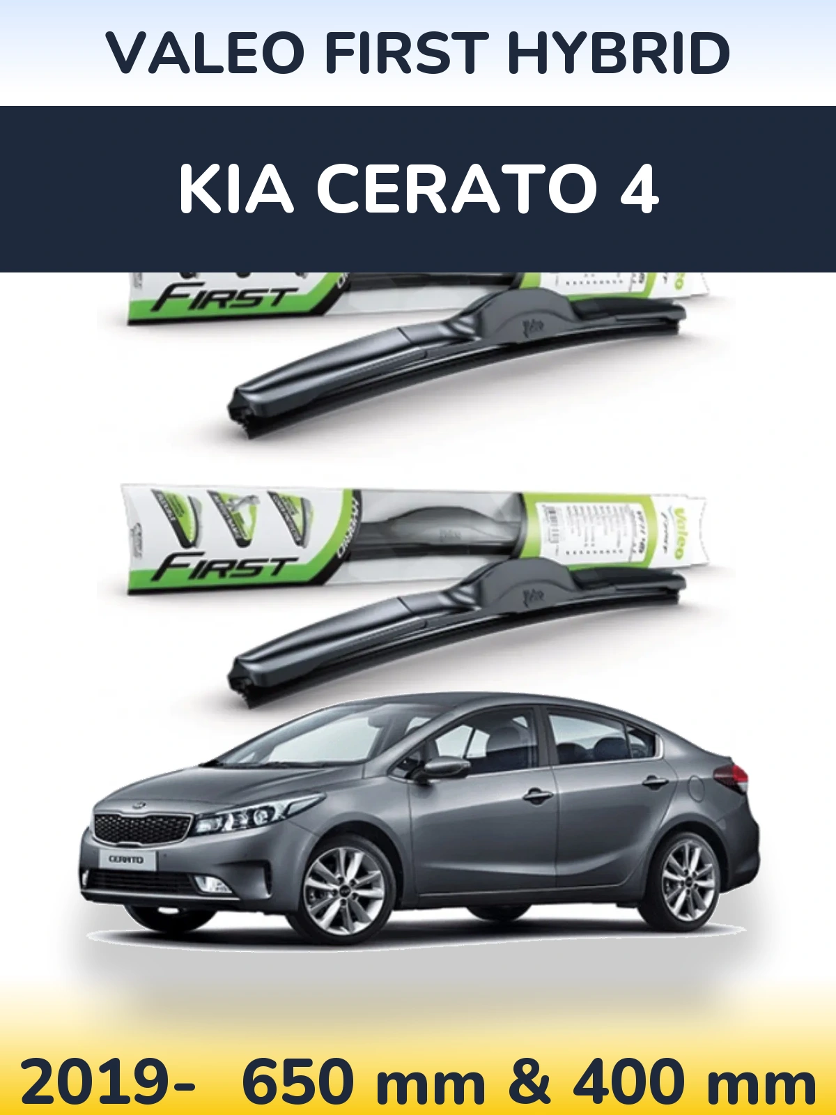 Sada předních stěračů Valeo First Hybrid 650 a 400 mm pro KIA Cerato 4 2019-2026