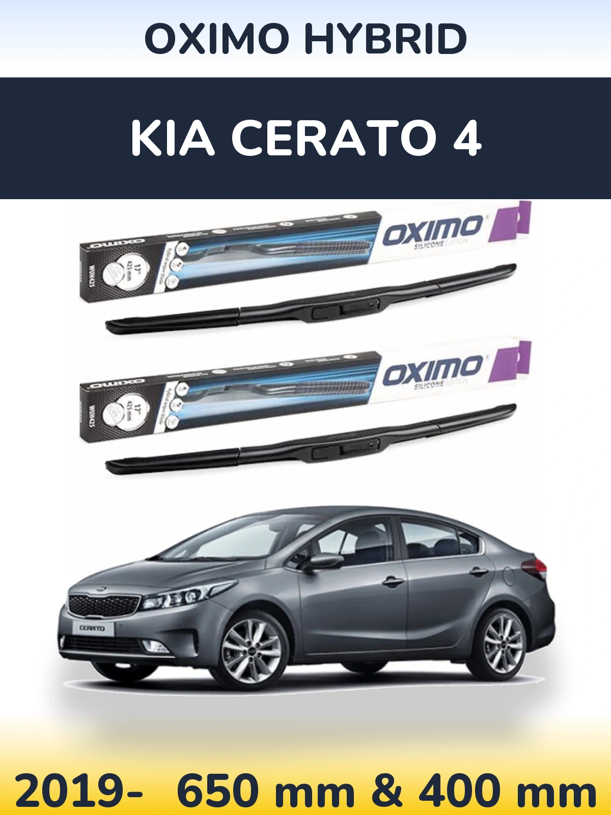 Sada předních stěračů Oximo Hybrid 650 a 400 mm pro KIA Cerato 4 2019-2026