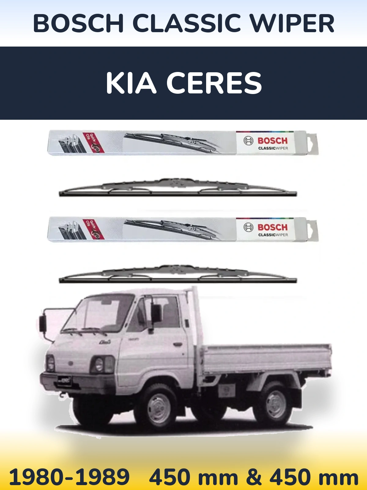 Sada předních stěračů BOSCH Classic Wiper 450 a 450 mm pro KIA Ceres 1980-1989