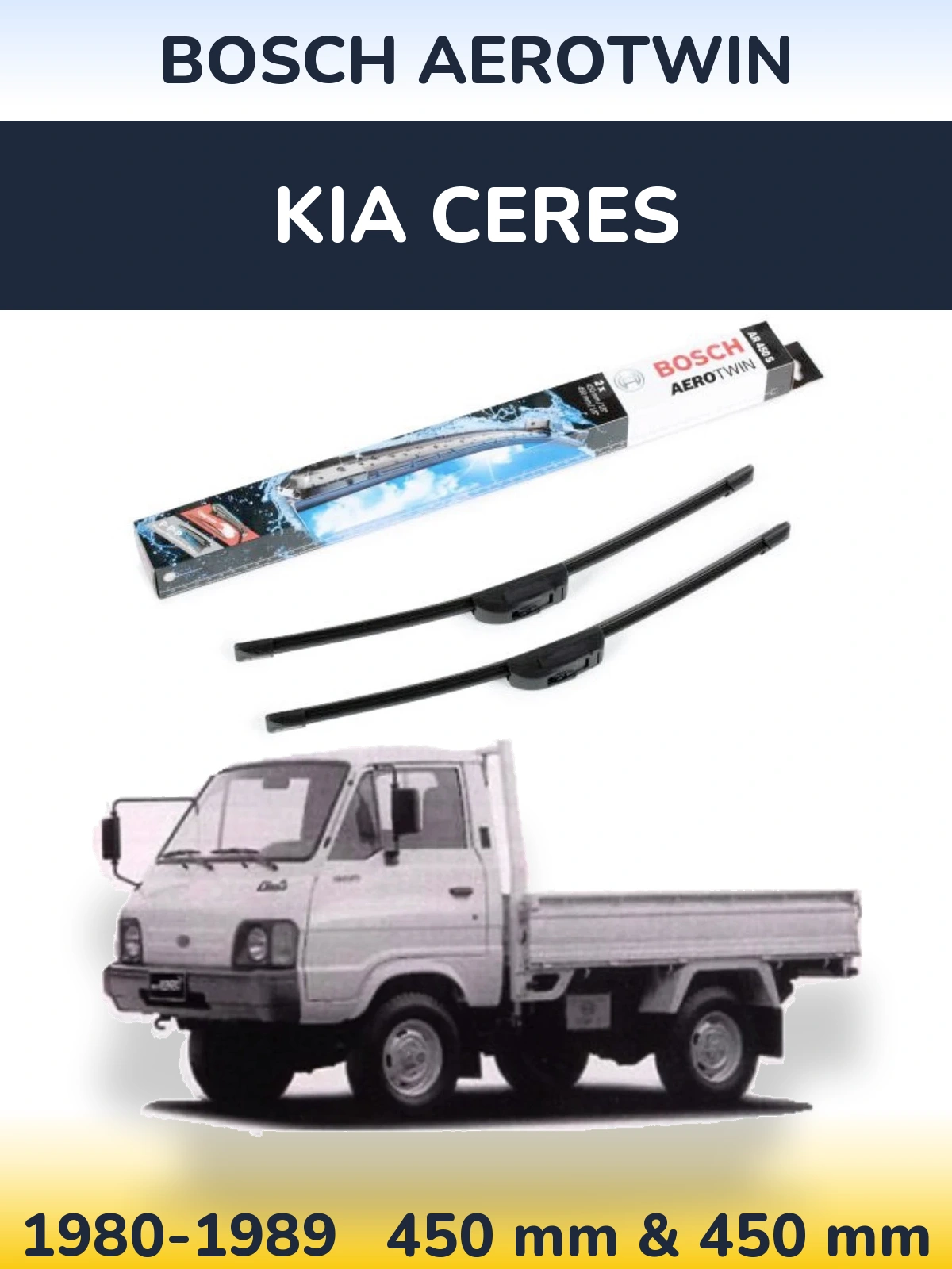Sada předních stěračů BOSCH AeroTwin 450 a 450 mm pro KIA Ceres 1980-1989