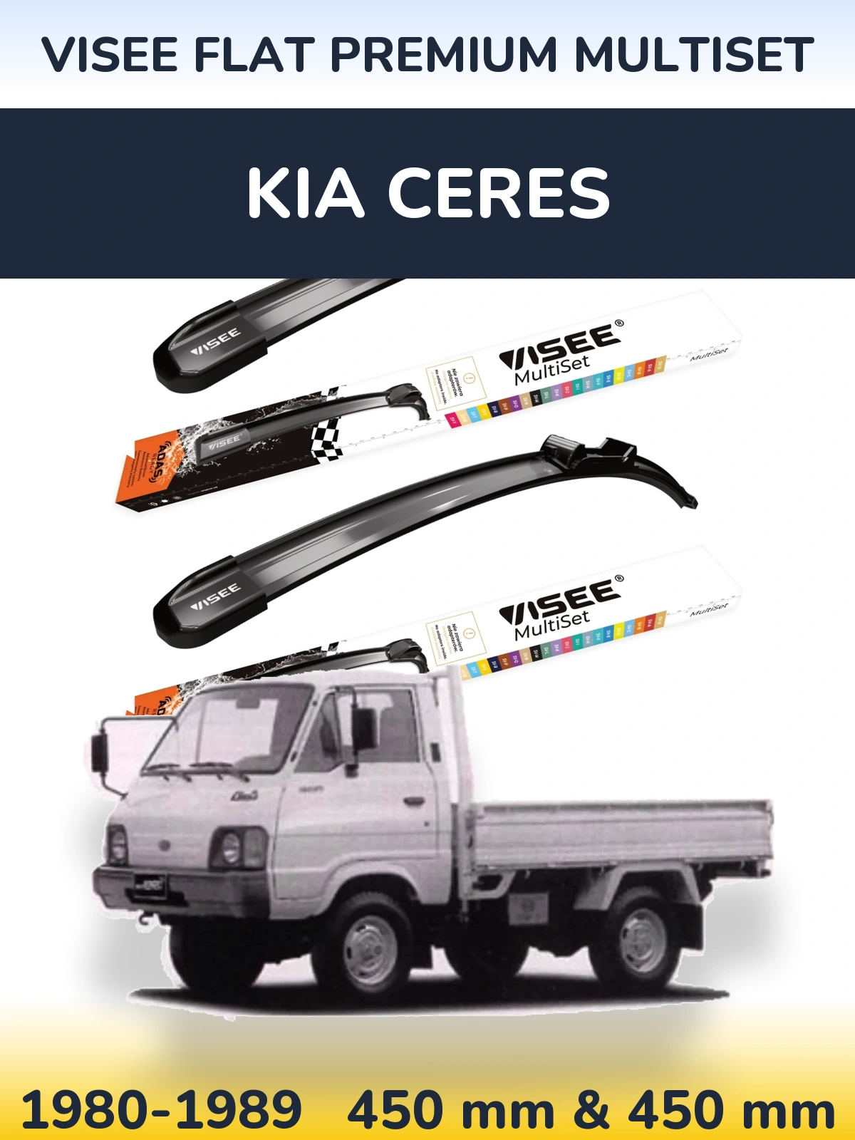 Sada předních stěračů VISEE FLAT PREMIUM MultiSet 450 a 450 mm pro KIA Ceres 1980-1989