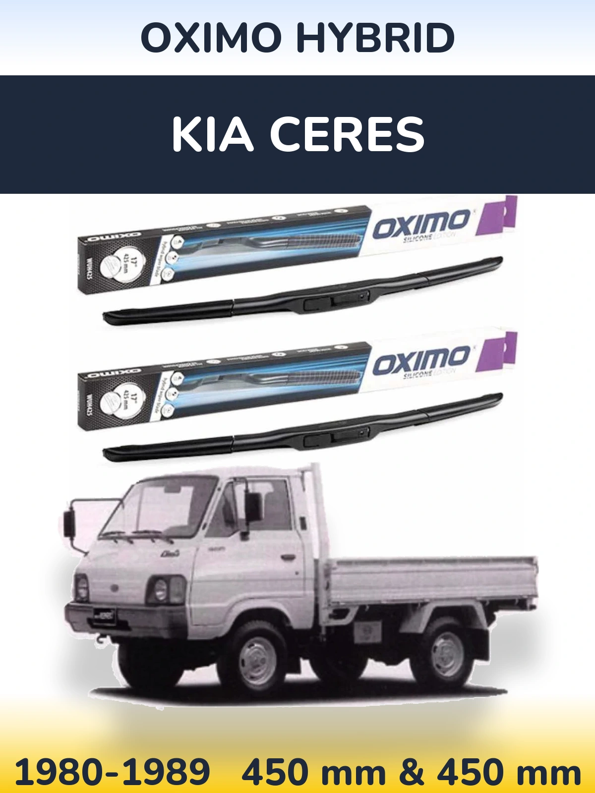Sada předních stěračů Oximo Hybrid 450 a 450 mm pro KIA Ceres 1980-1989