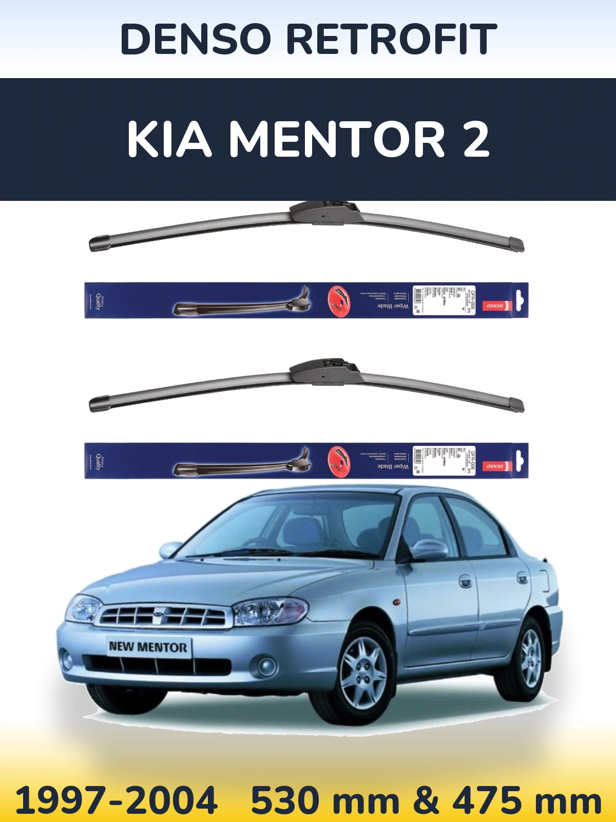 Sada předních stěračů Denso Retrofit 530 a 475 mm pro KIA Mentor 2 1997-2004