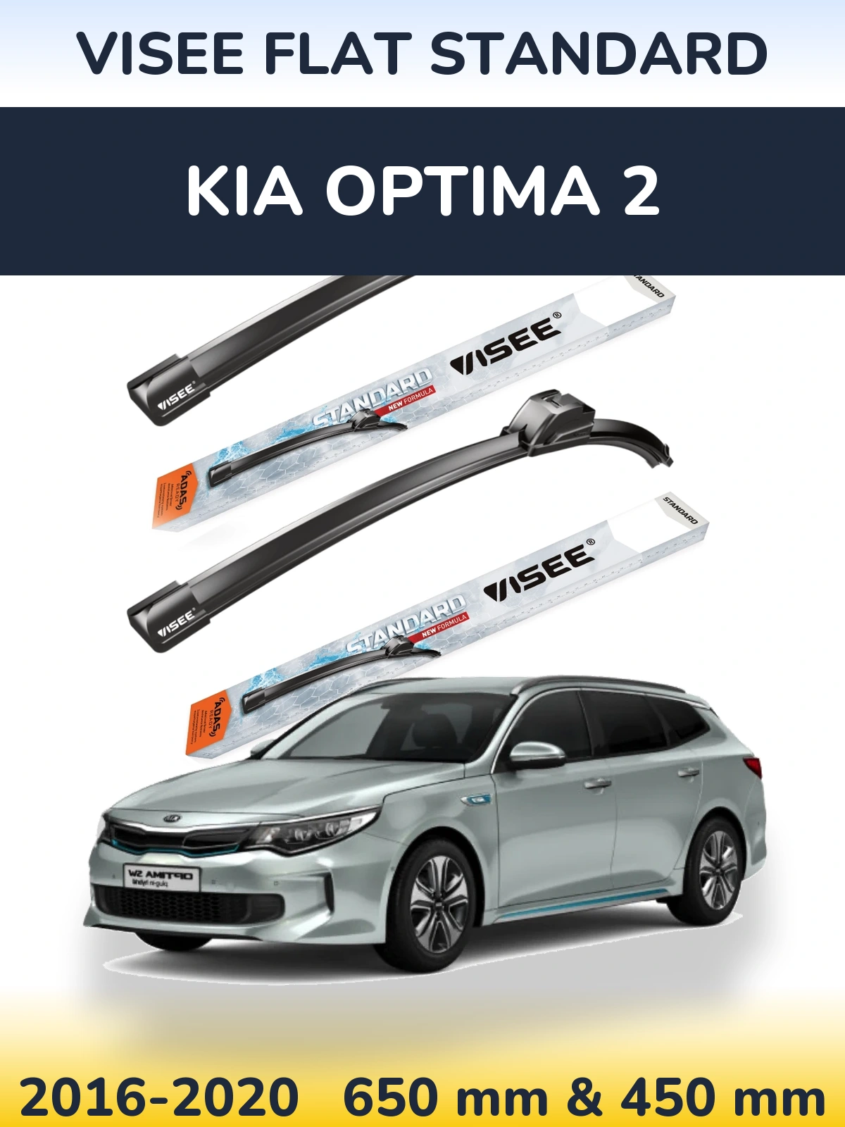 Sada předních stěračů VISEE FLAT STANDARD 650 a 450 mm pro KIA Optima 2 2016-2020