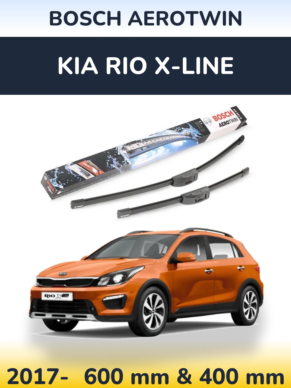 Sada předních stěračů BOSCH AeroTwin 600 a 400 mm pro KIA Rio X-Line 2017-2026
