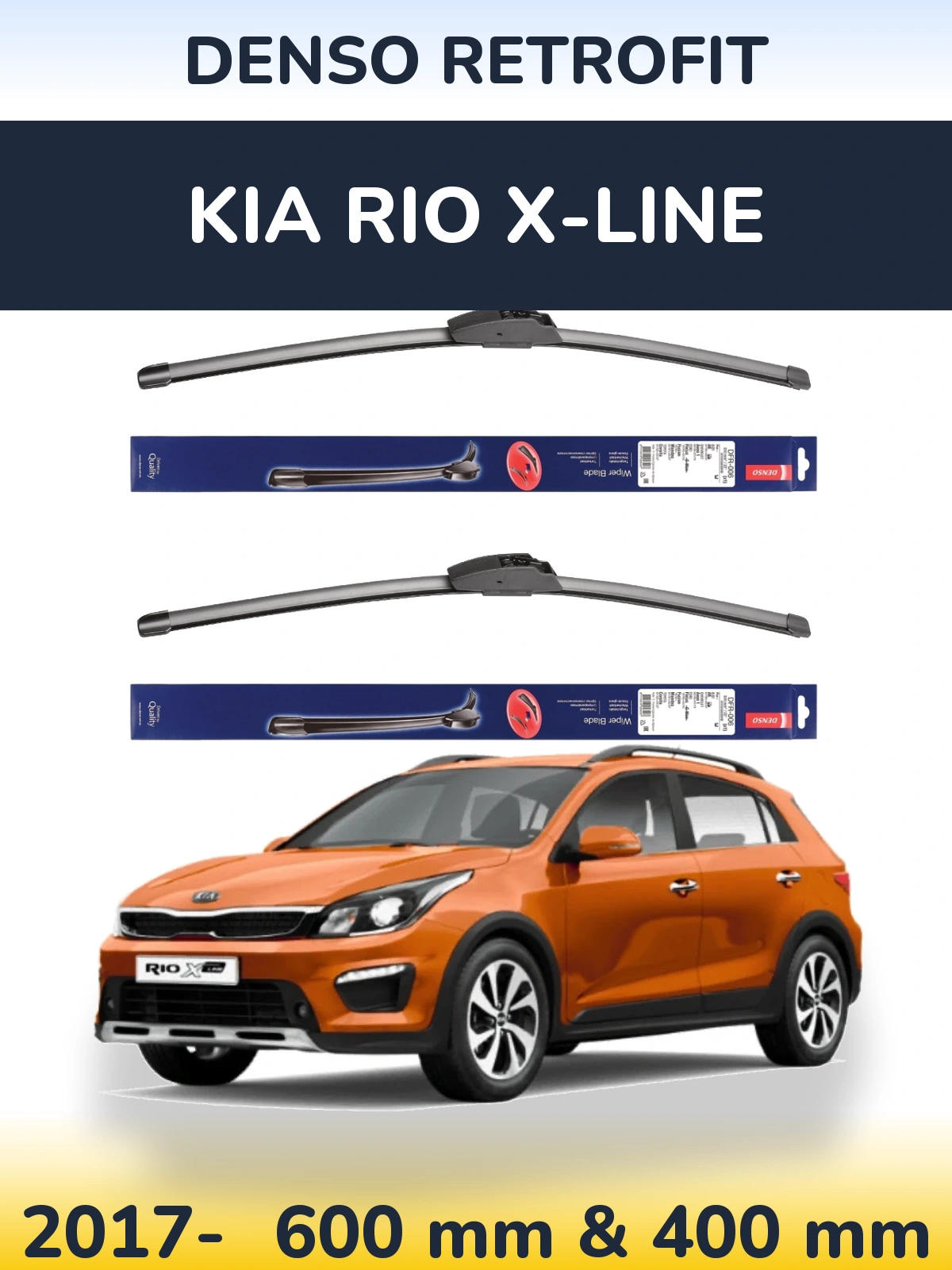 Sada předních stěračů Denso Retrofit 600 a 400 mm pro KIA Rio X-Line 2017-2026