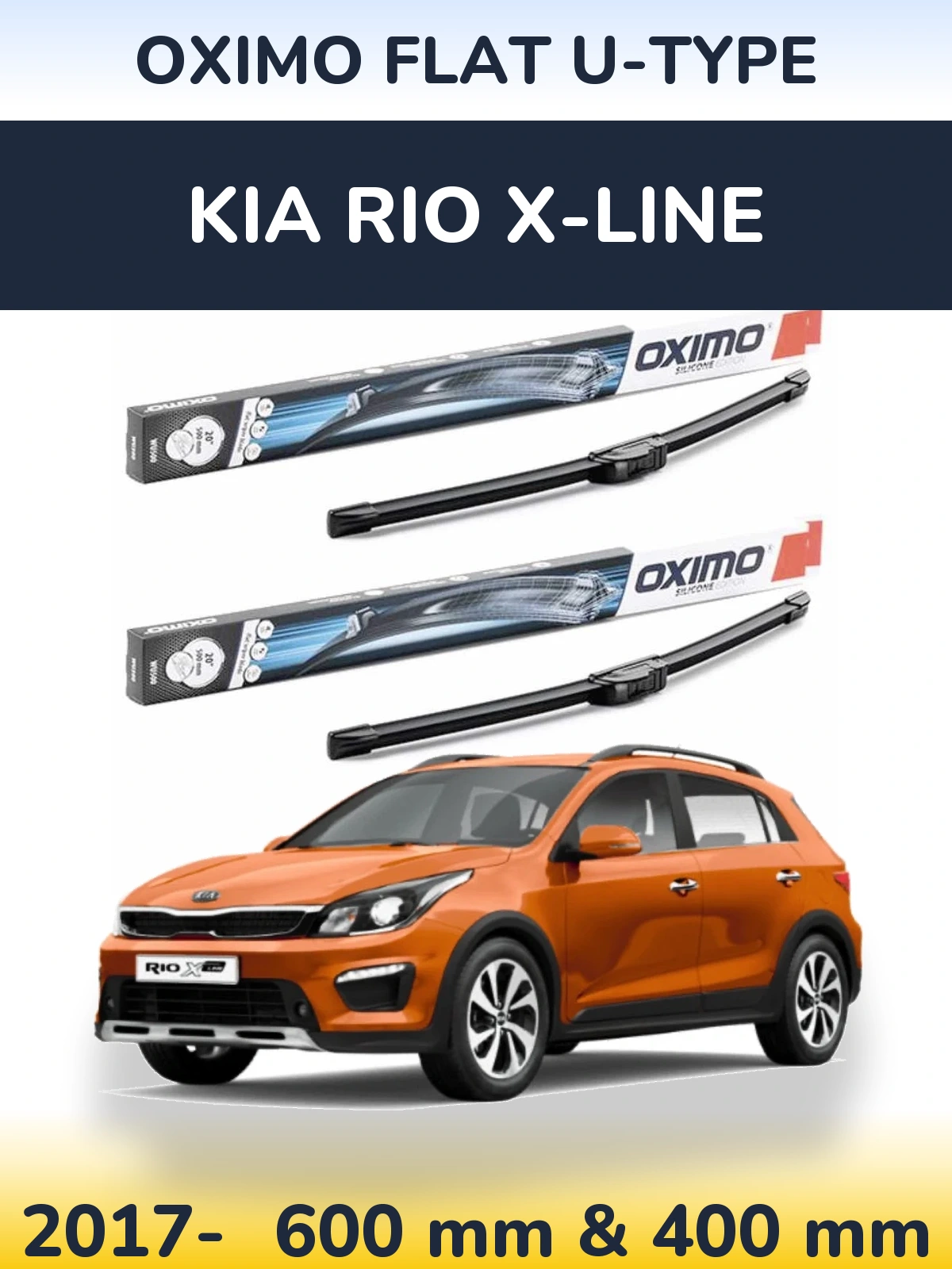 Sada předních stěračů Oximo Flat U-type 600 a 400 mm pro KIA Rio X-Line 2017-2026