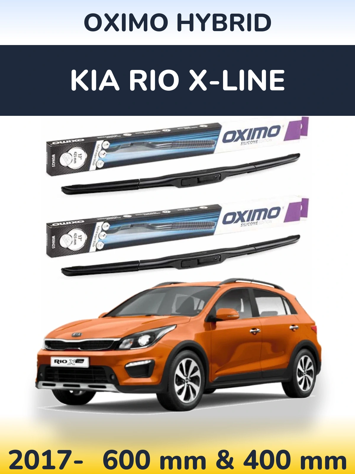 Sada předních stěračů Oximo Hybrid 600 a 400 mm pro KIA Rio X-Line 2017-2026