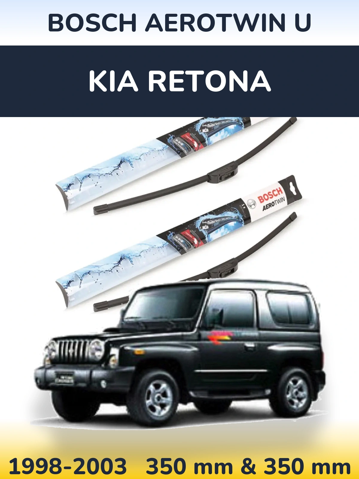 Комплект передніх щіток BOSCH AeroTwin U 350 & 350 мм для KIA Retona 1998-2003