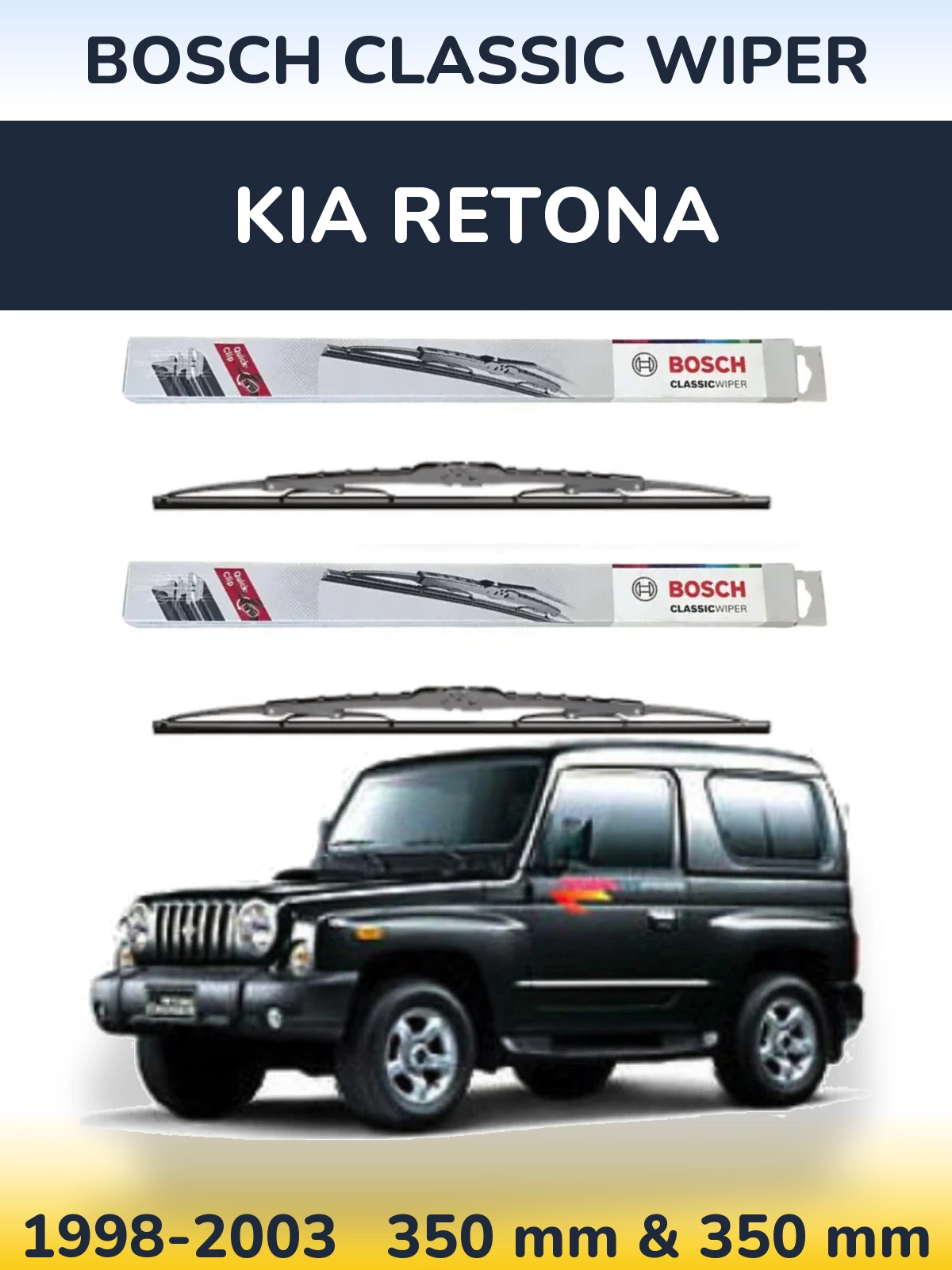 Sada předních stěračů BOSCH Classic Wiper 340 a 340 mm pro KIA Retona 1998-2003