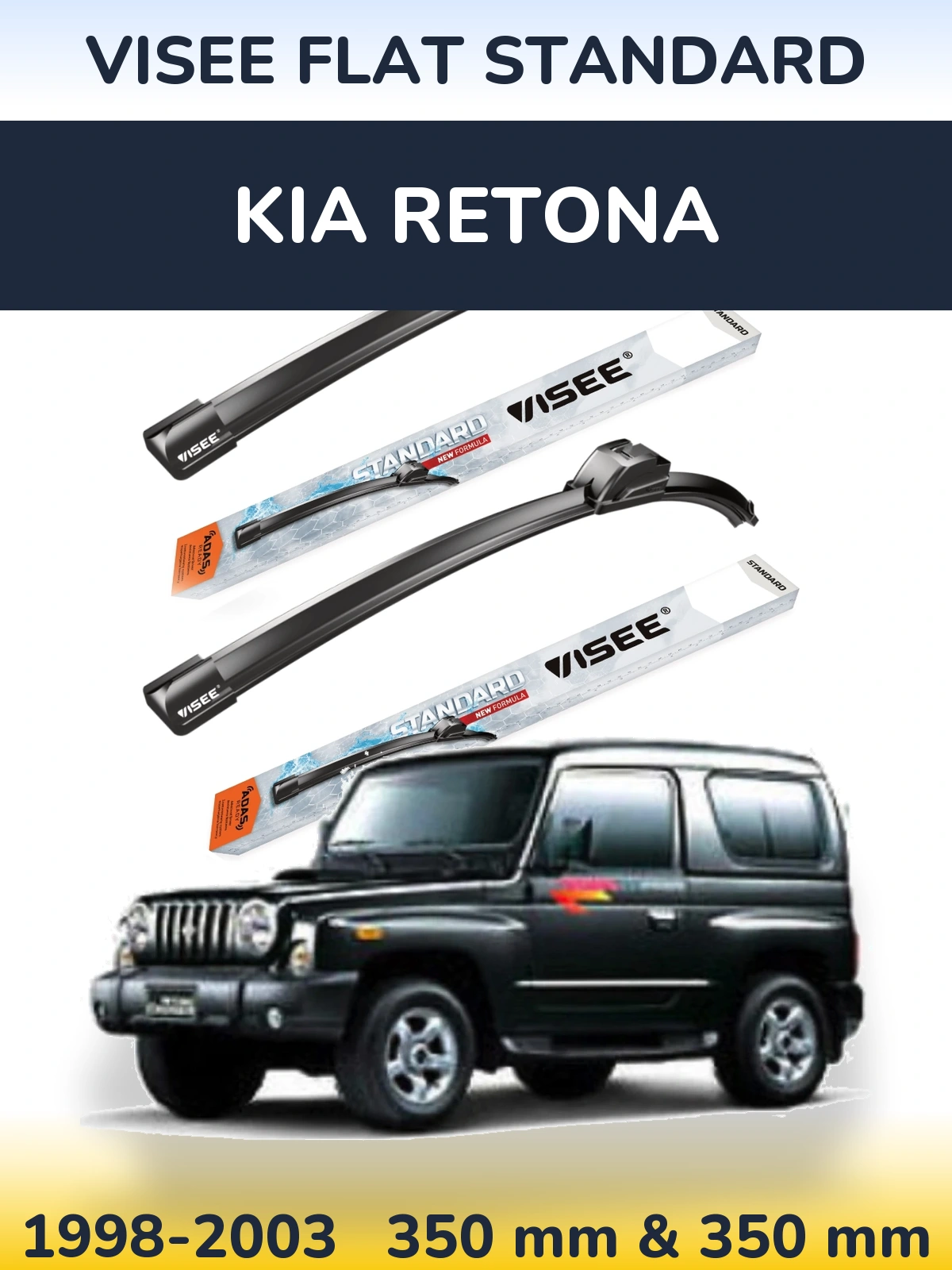 Sada předních stěračů VISEE FLAT STANDARD 350 a 350 mm pro KIA Retona 1998-2003