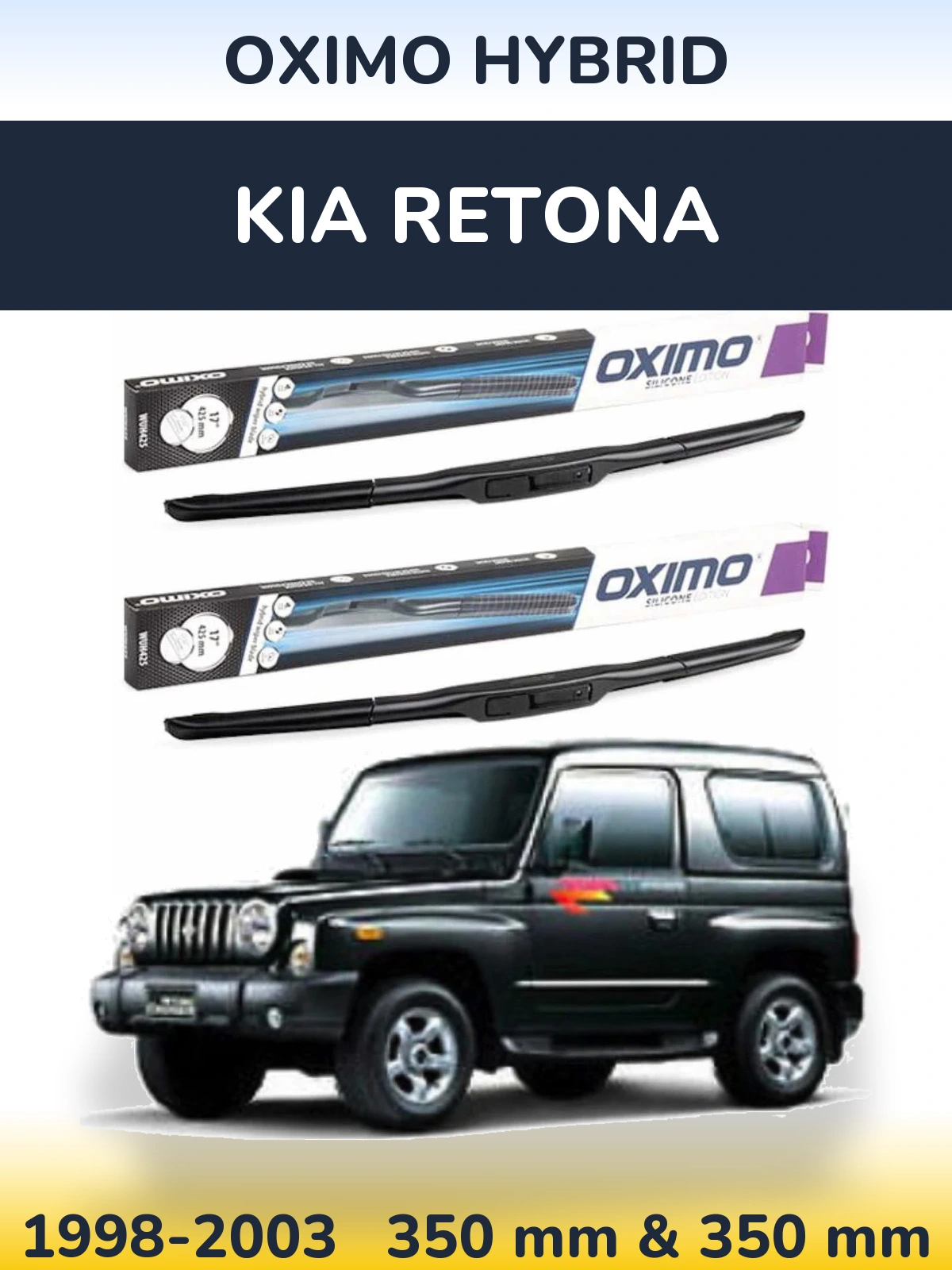 Sada předních stěračů Oximo Hybrid 350 a 350 mm pro KIA Retona 1998-2003