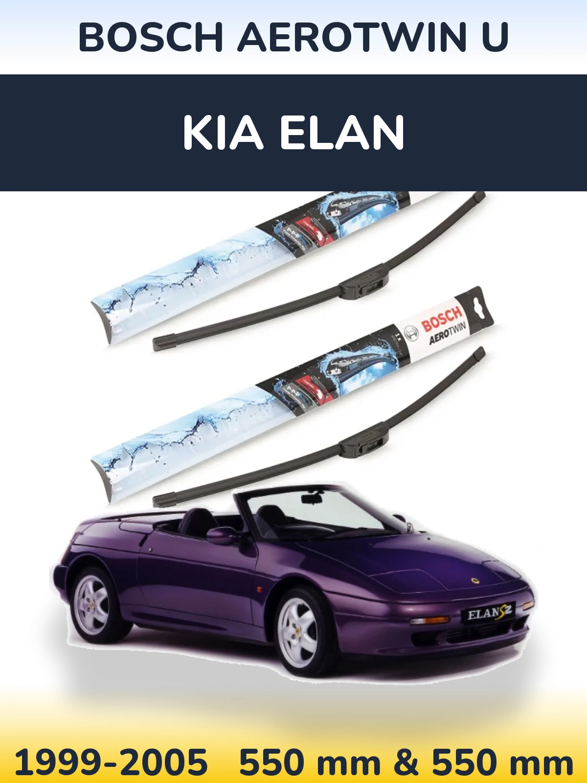 Sada předních stěračů BOSCH AeroTwin U 550 a 550 mm pro KIA Elan 1999-2005