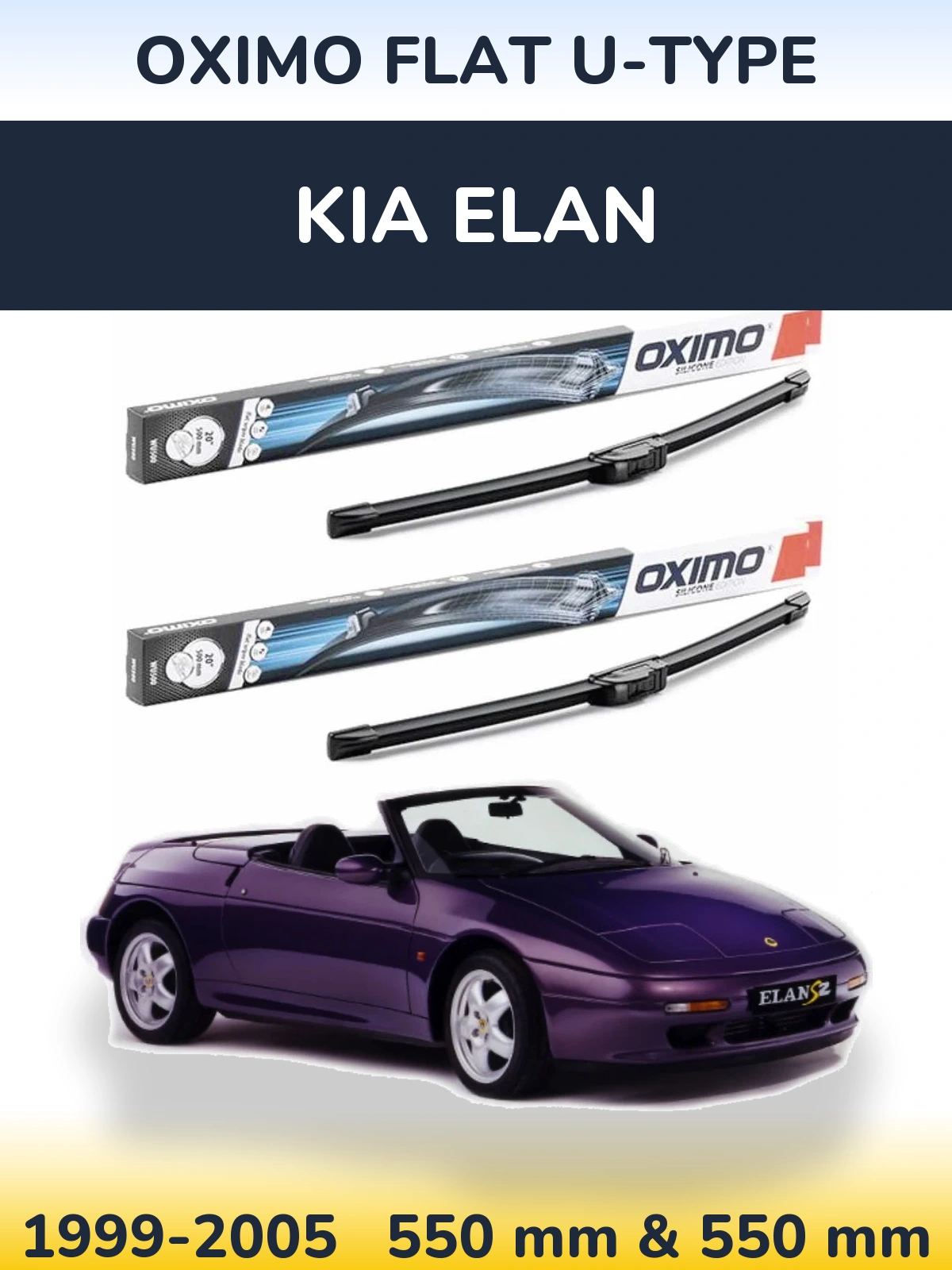 Sada předních stěračů Oximo Flat U-type 550 a 550 mm pro KIA Elan 1999-2005