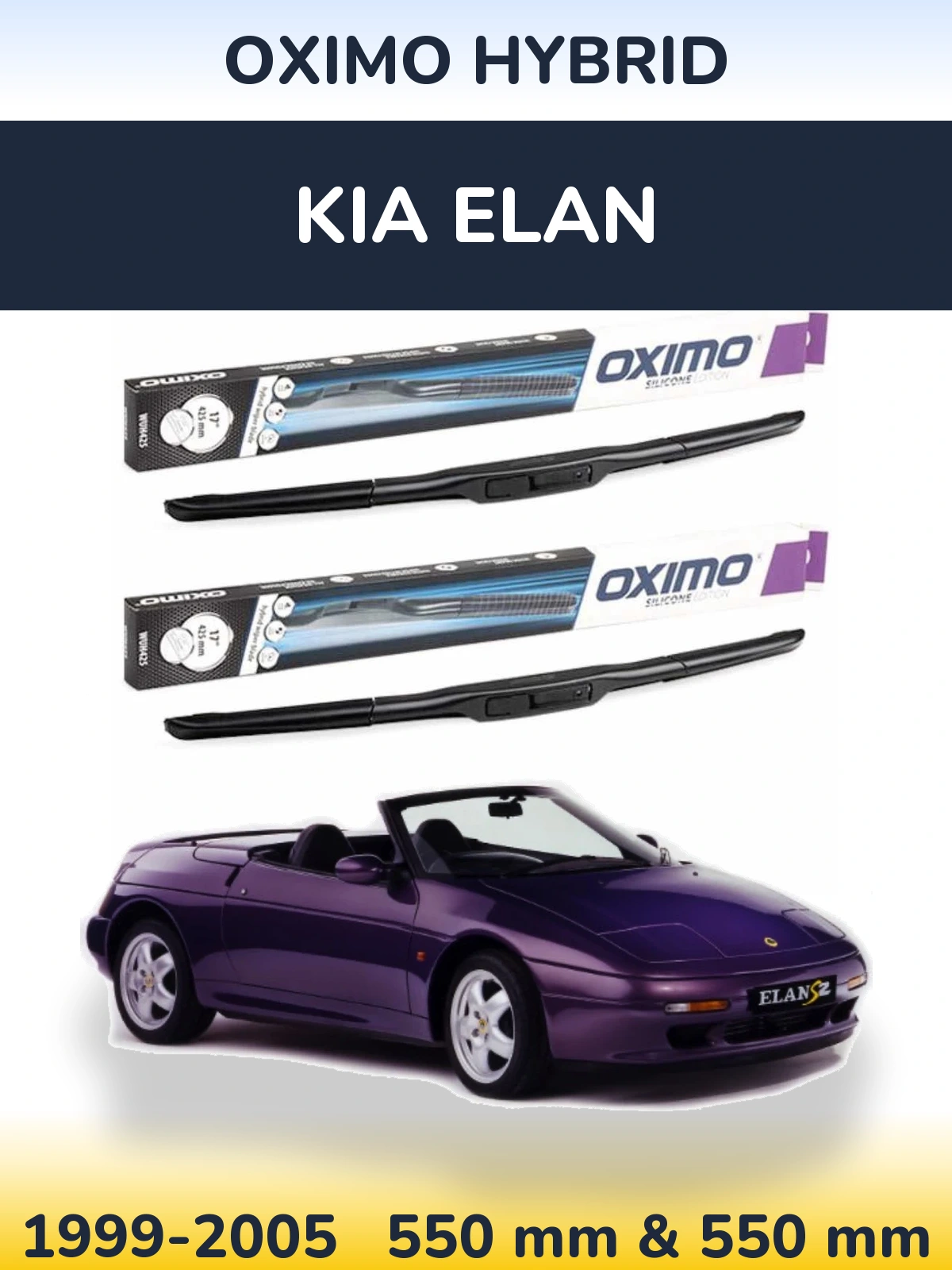 Sada předních stěračů Oximo Hybrid 550 a 550 mm pro KIA Elan 1999-2005