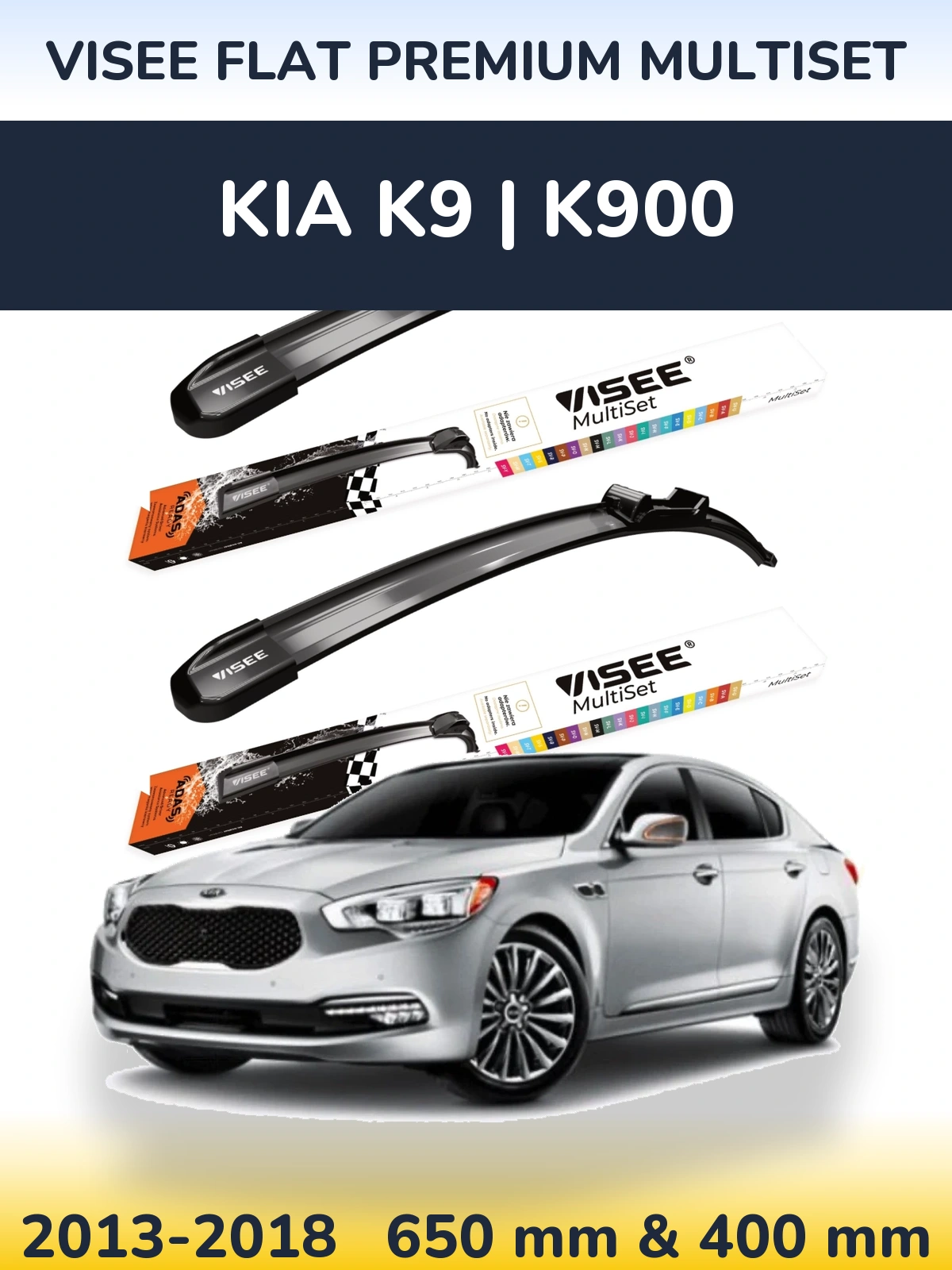 Sada předních stěračů VISEE FLAT PREMIUM MultiSet 650 a 400 mm pro KIA K9 | K900 2013-2018