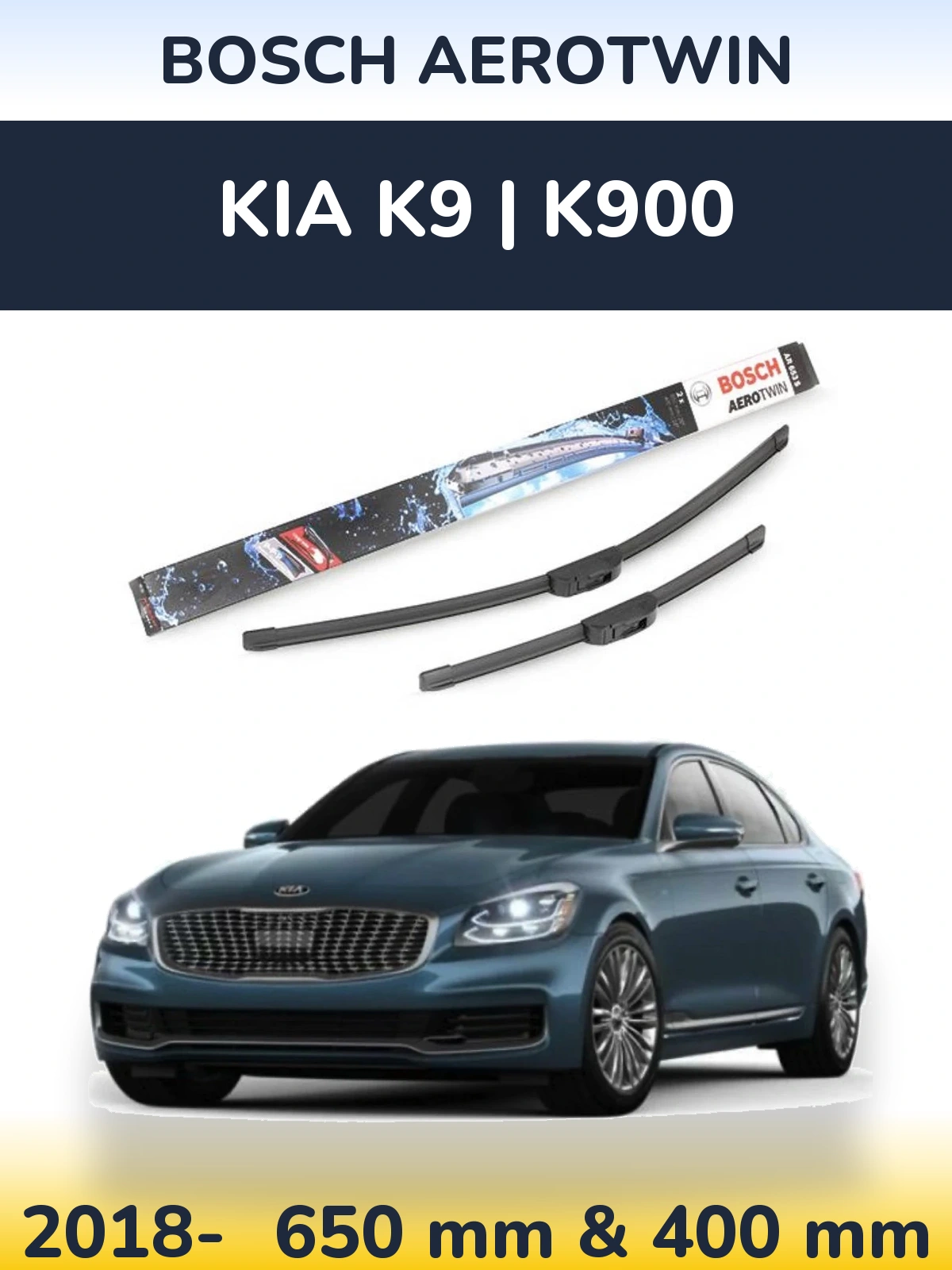 Sada předních stěračů BOSCH AeroTwin 650 a 400 mm pro KIA K9 | K900 2018-2026