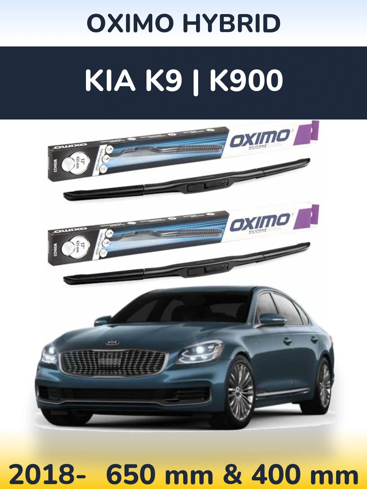 Sada předních stěračů Oximo Hybrid 650 a 400 mm pro KIA K9 | K900 2018-2026