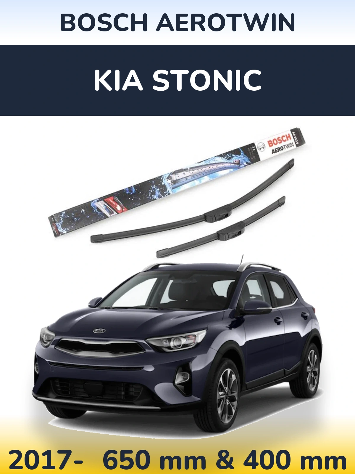 Комплект передніх щіток BOSCH AeroTwin 650 & 400 мм для KIA Stonic 2017-2026