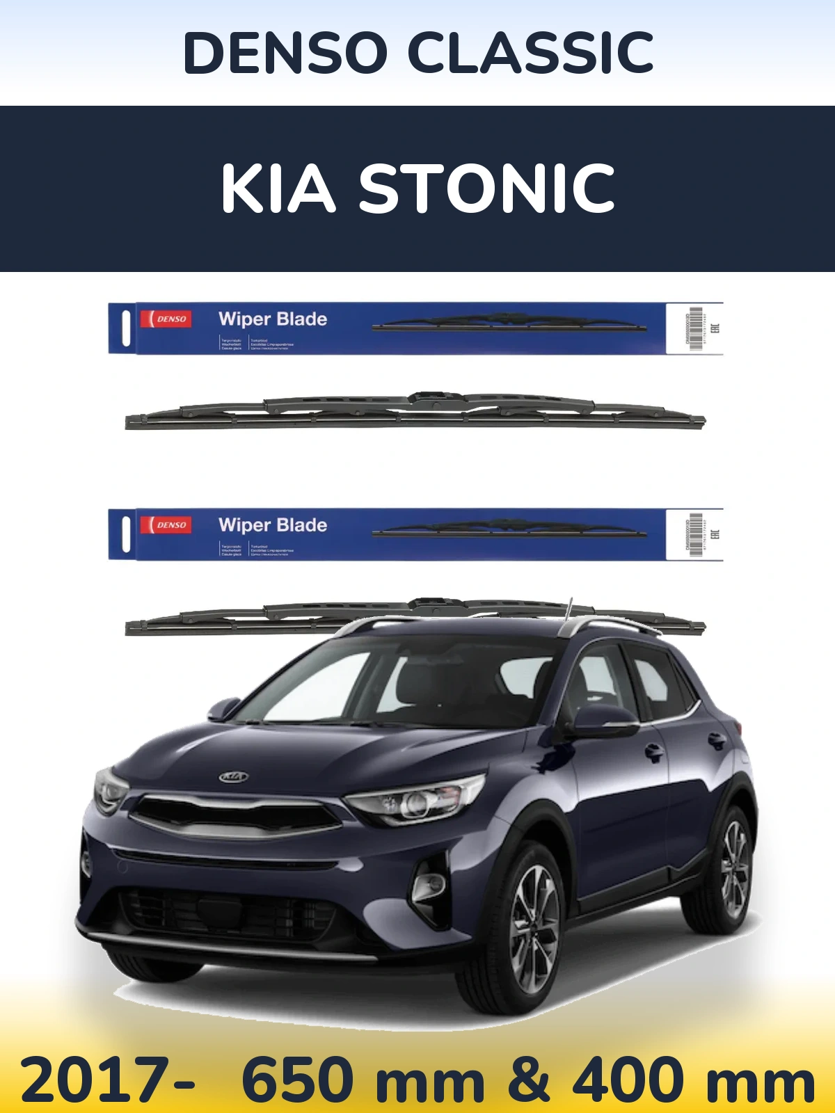 Sada předních stěračů Denso Classic 650 a 400 mm pro KIA Stonic 2017-2026