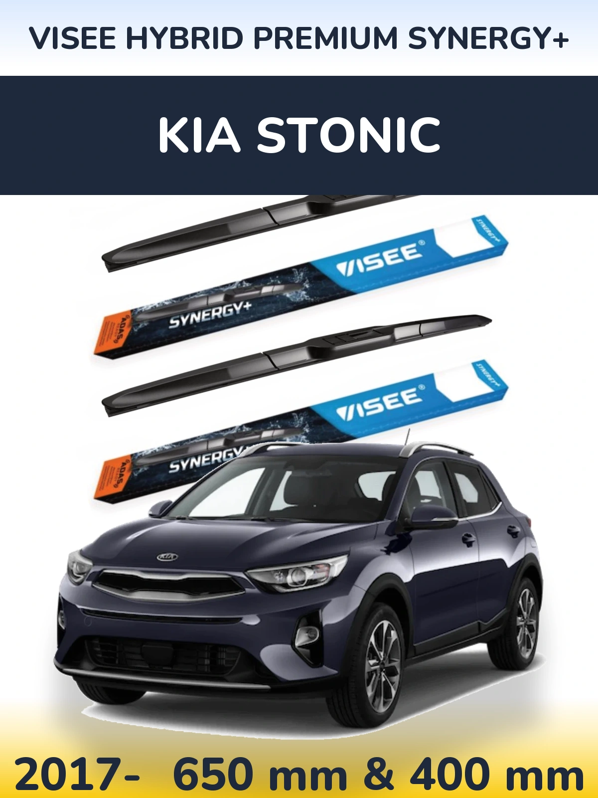 Sada předních stěračů VISEE HYBRID PREMIUM SYNERGY+ 650 a 400 mm pro KIA Stonic 2017-2026