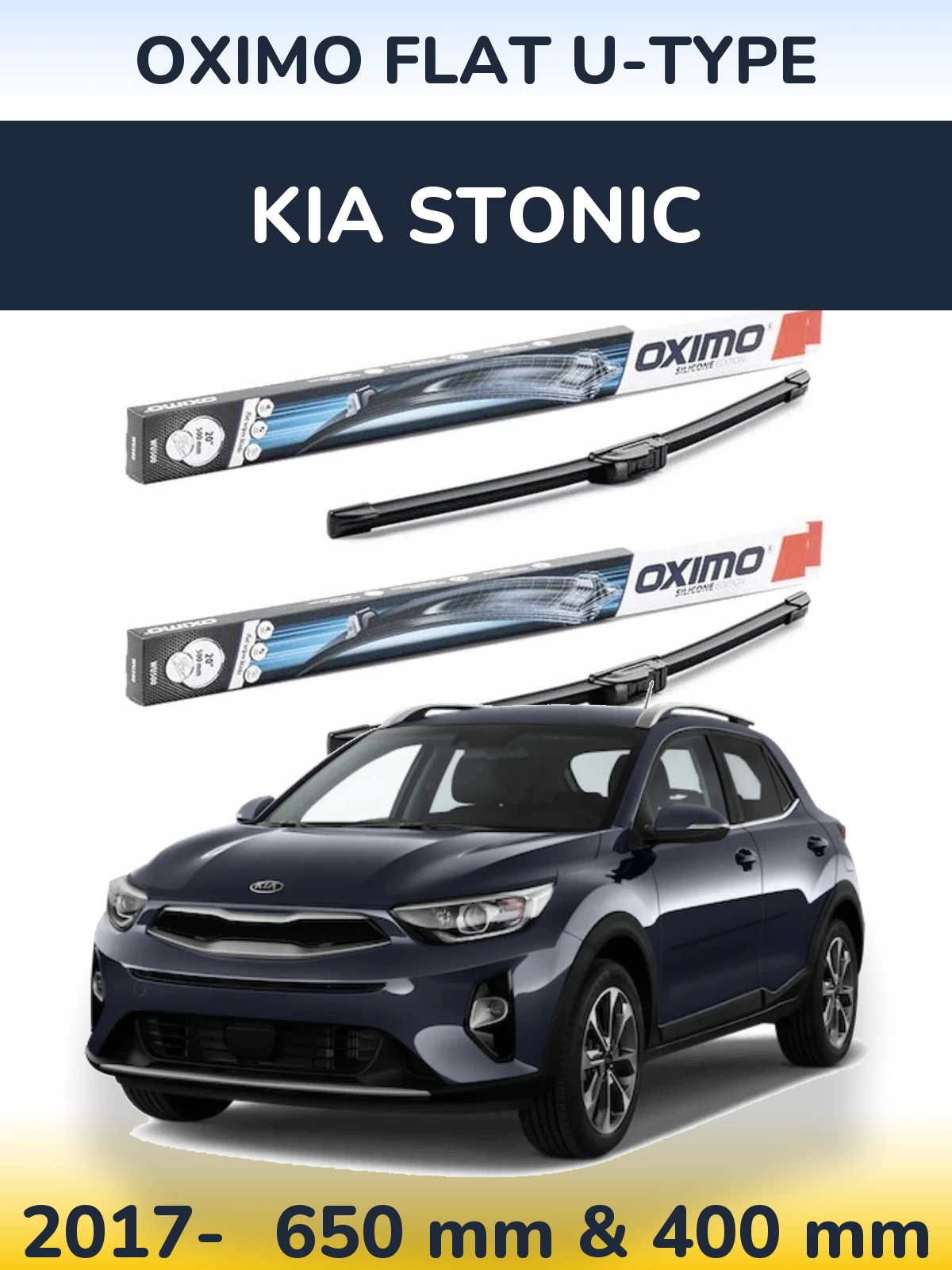 Sada předních stěračů Oximo Flat U-type 650 a 400 mm pro KIA Stonic 2017-2026
