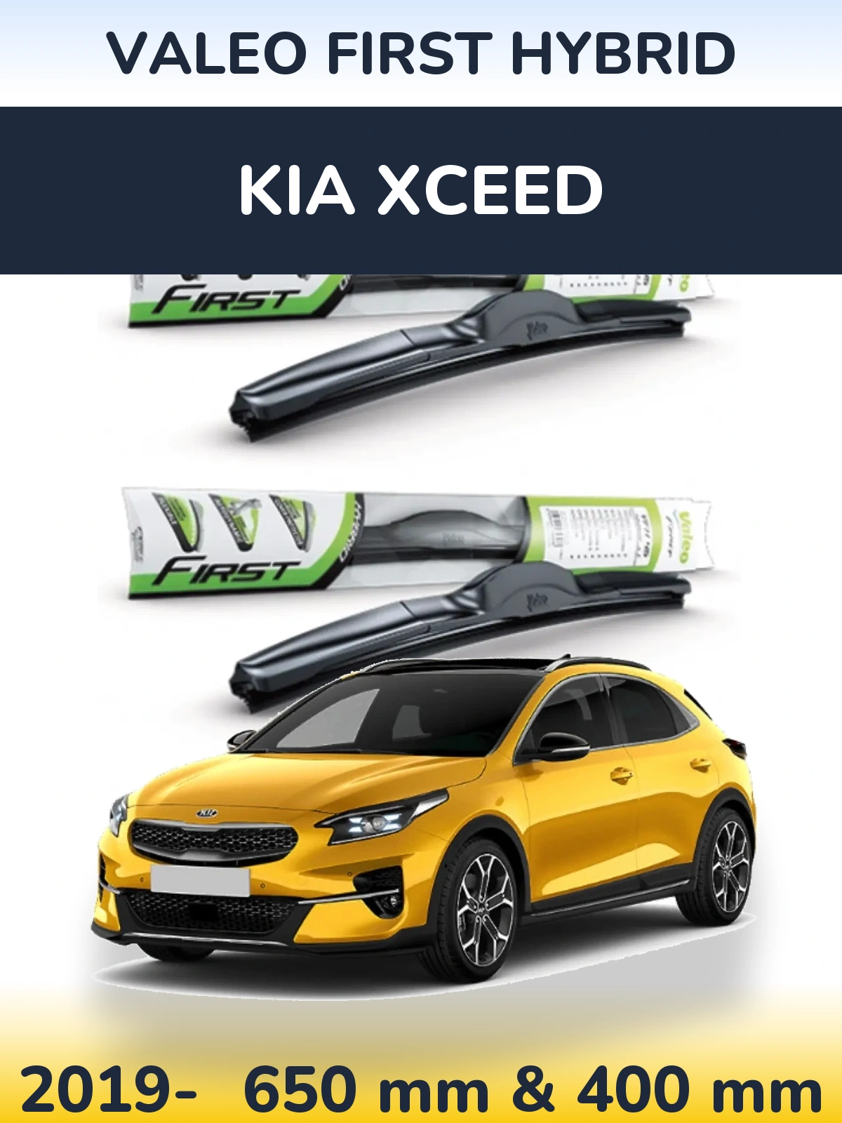 Sada předních stěračů Valeo First Hybrid 650 a 400 mm pro KIA XCeed 2019-2026