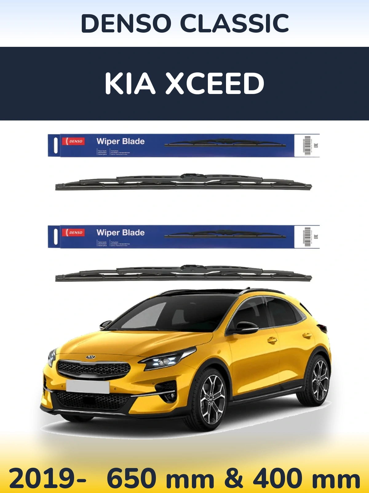 Sada předních stěračů Denso Classic 650 a 400 mm pro KIA XCeed 2019-2026