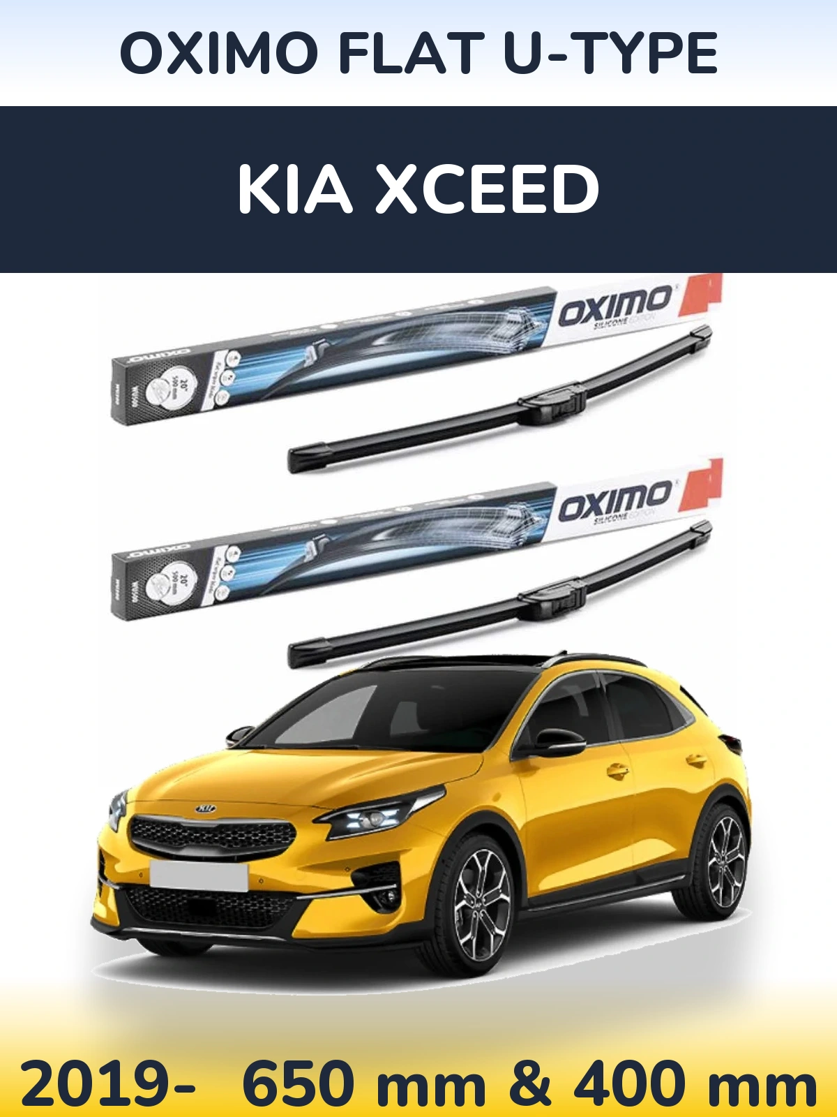 Sada předních stěračů Oximo Flat U-type 650 a 400 mm pro KIA XCeed 2019-2026