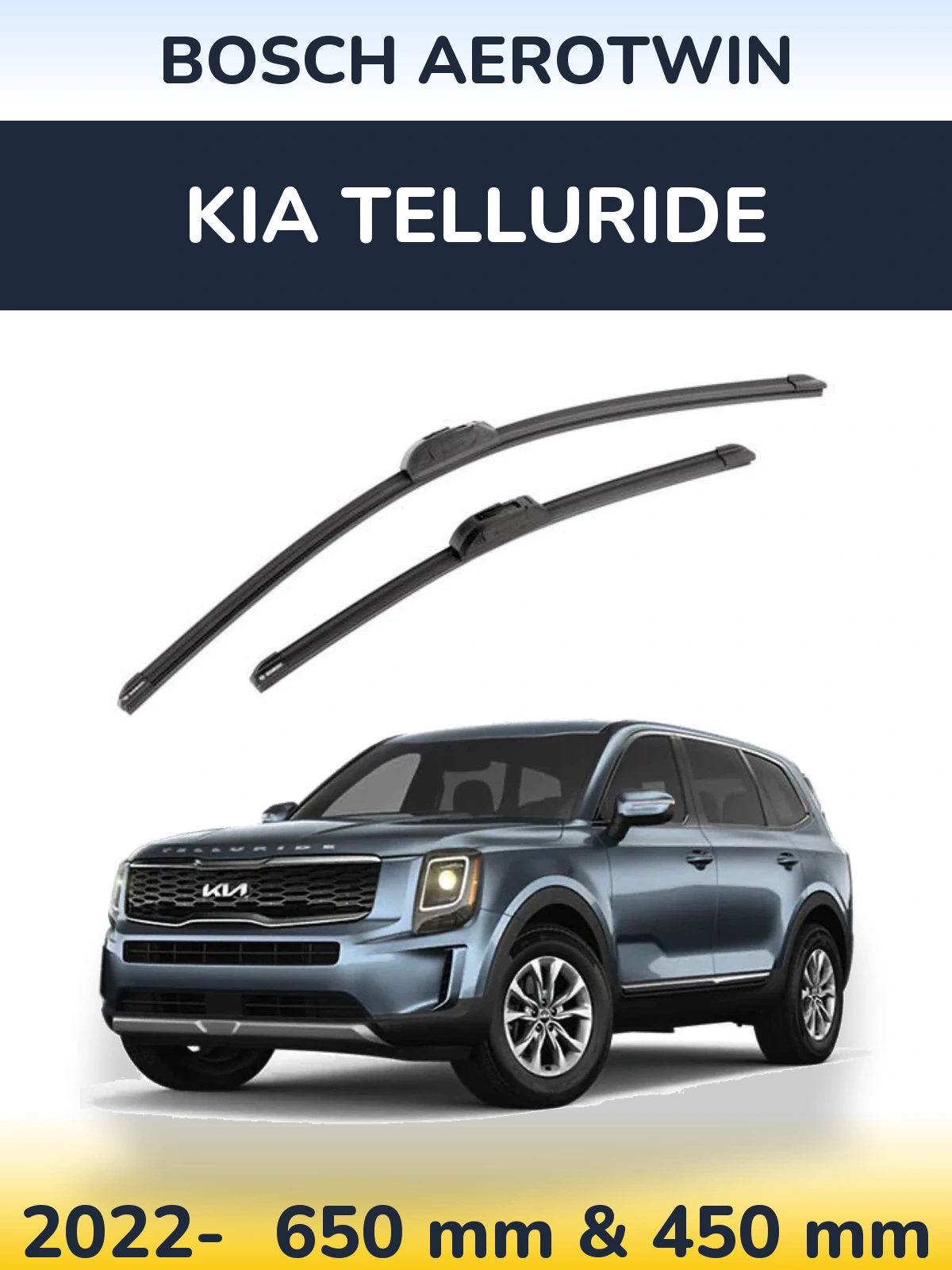Sada předních stěračů BOSCH AeroTwin 650 a 450 mm pro KIA Telluride 2022-2026