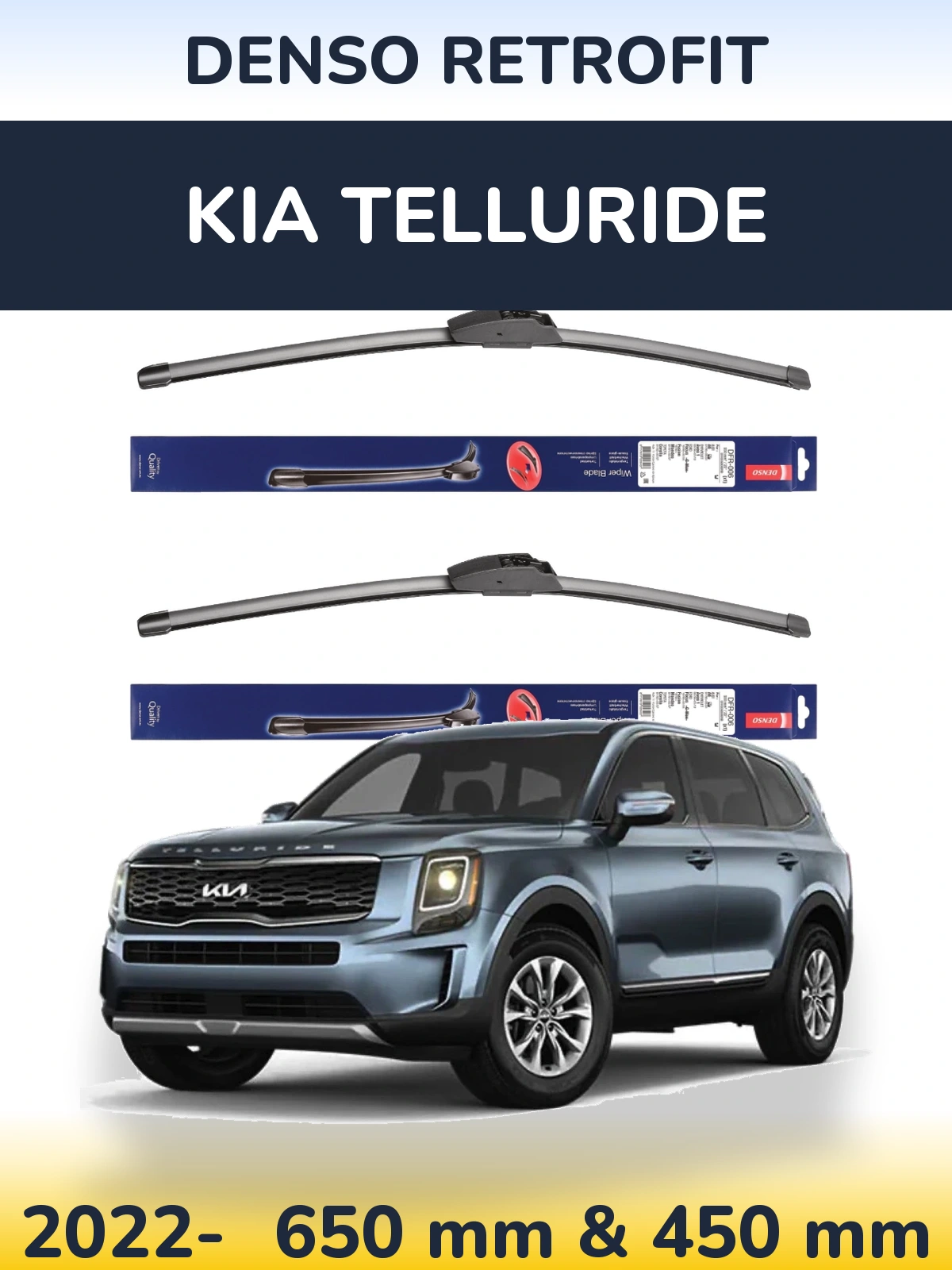 Sada předních stěračů Denso Retrofit 650 a 450 mm pro KIA Telluride 2022-2026