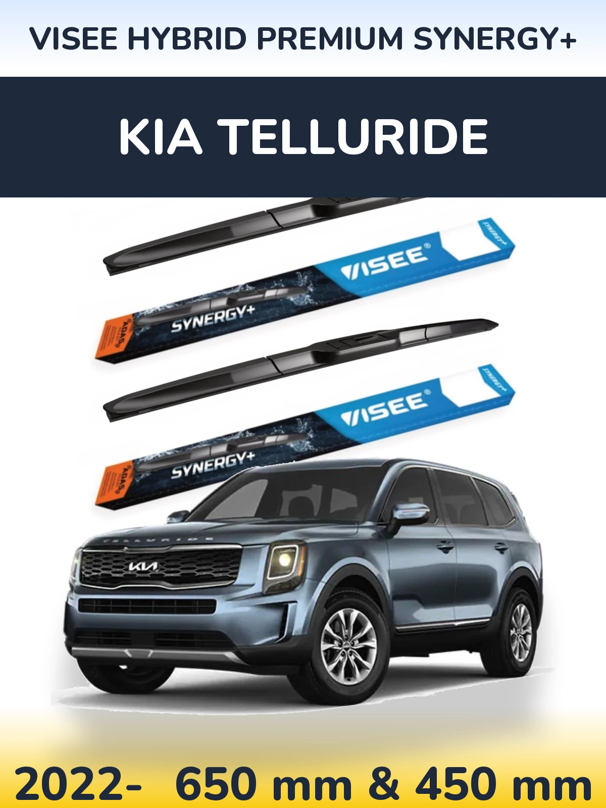 Sada předních stěračů VISEE HYBRID PREMIUM SYNERGY+ 650 a 450 mm pro KIA Telluride 2022-2026