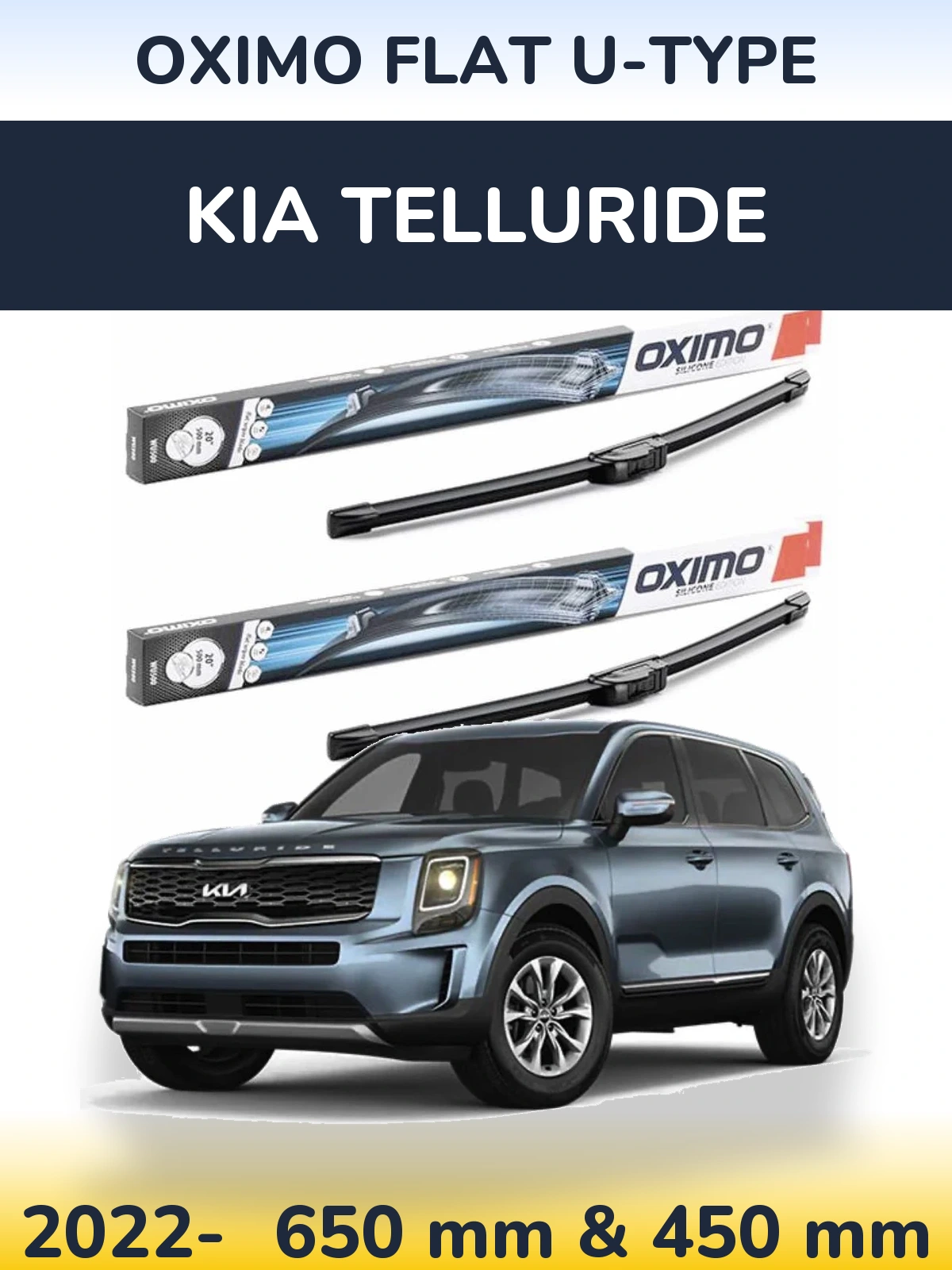 Sada předních stěračů Oximo Flat U-type 650 a 450 mm pro KIA Telluride 2022-2026