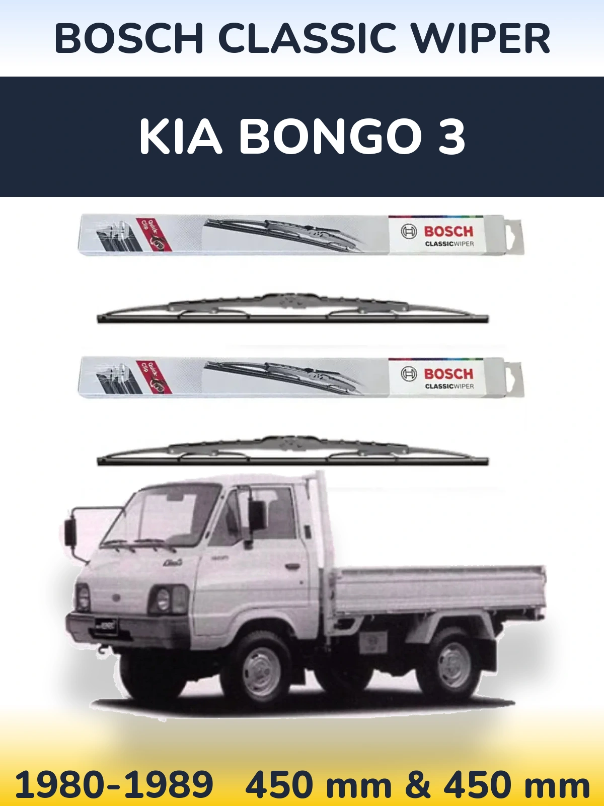 Sada předních stěračů BOSCH Classic Wiper 450 a 450 mm pro KIA Bongo 3 1980-1989