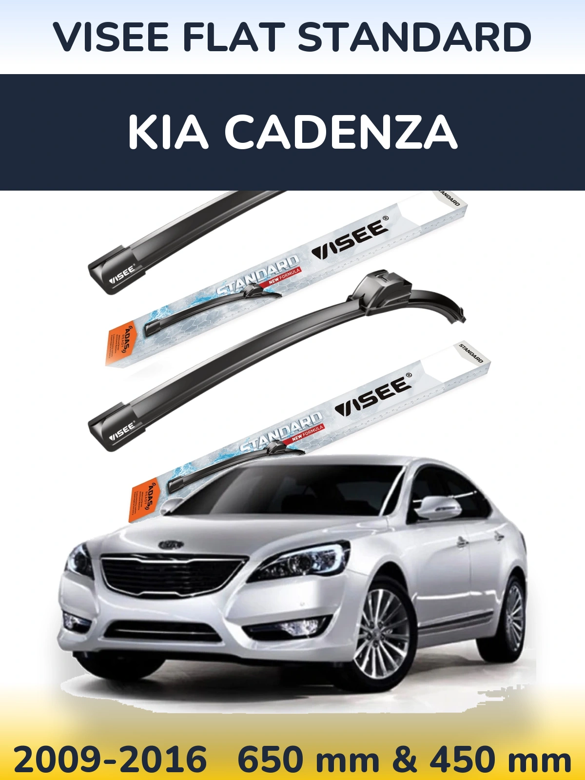 Sada předních stěračů VISEE FLAT STANDARD 650 a 450 mm pro KIA Cadenza 2009-2016