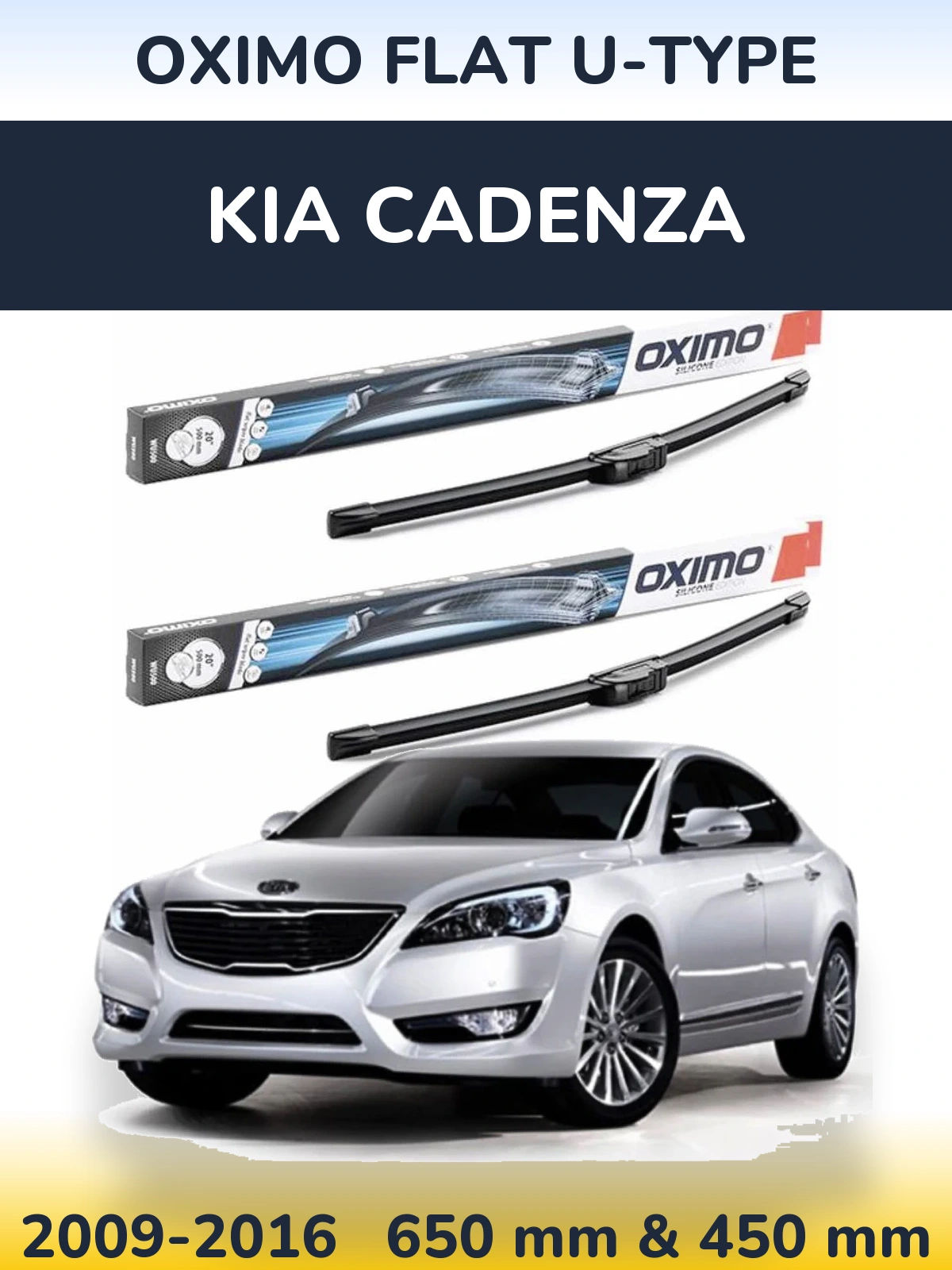 Sada předních stěračů Oximo Flat U-type 650 a 450 mm pro KIA Cadenza 2009-2016