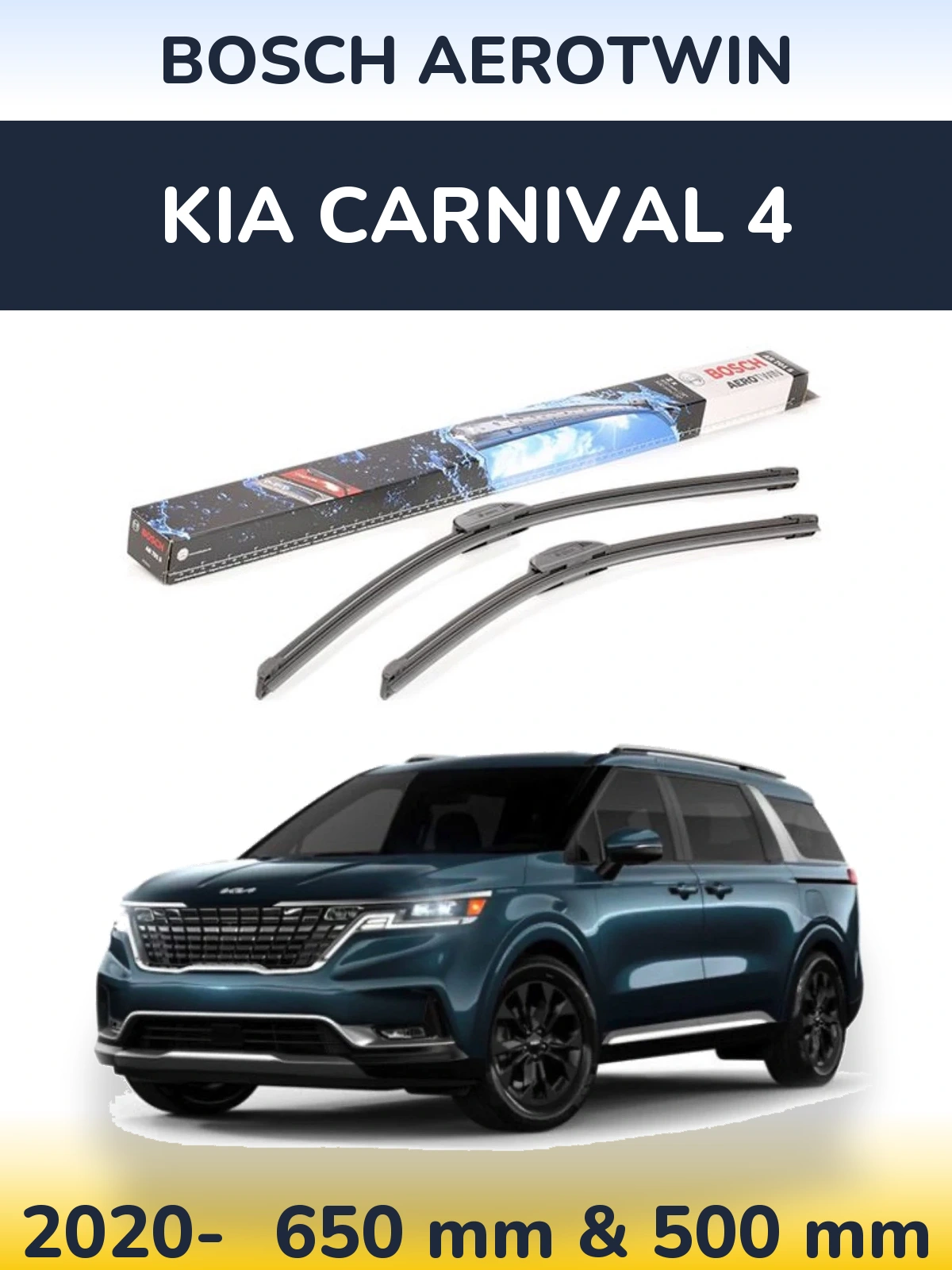 Sada předních stěračů BOSCH AeroTwin 650 a 500 mm pro KIA Carnival 4 2020-2026