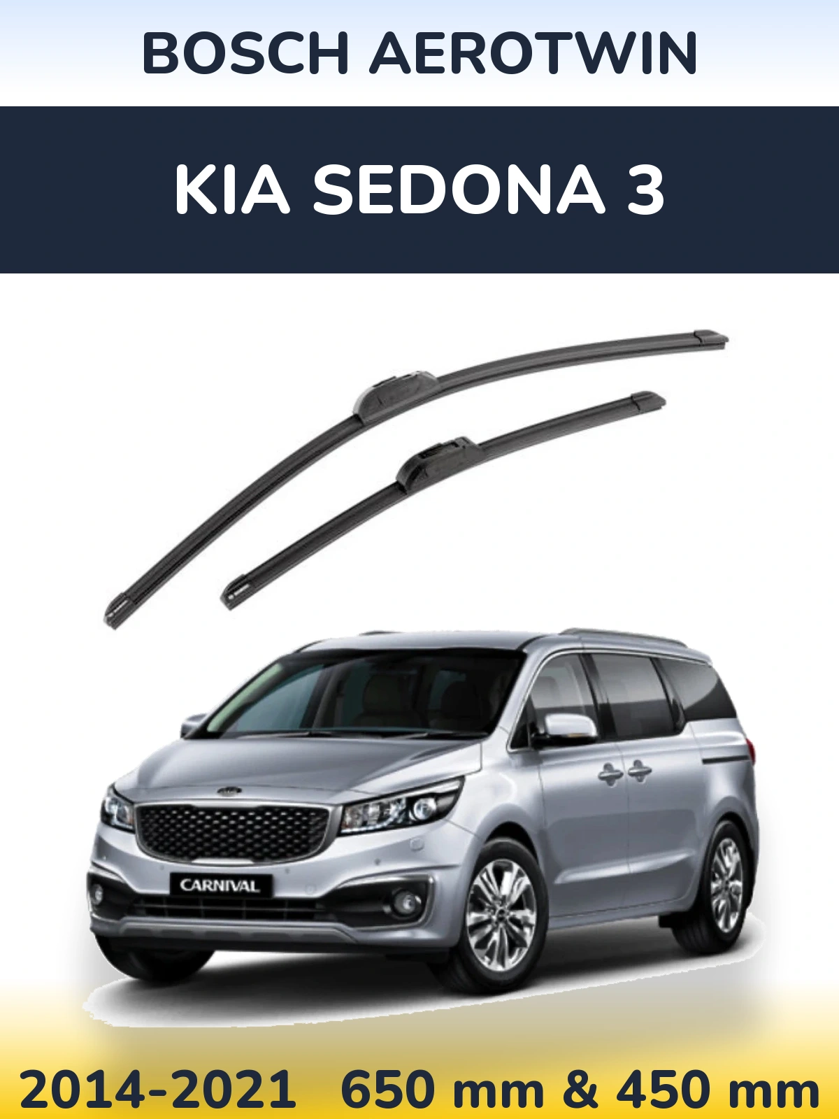 Sada předních stěračů BOSCH AeroTwin 650 a 450 mm pro KIA Sedona 3 2014-2021