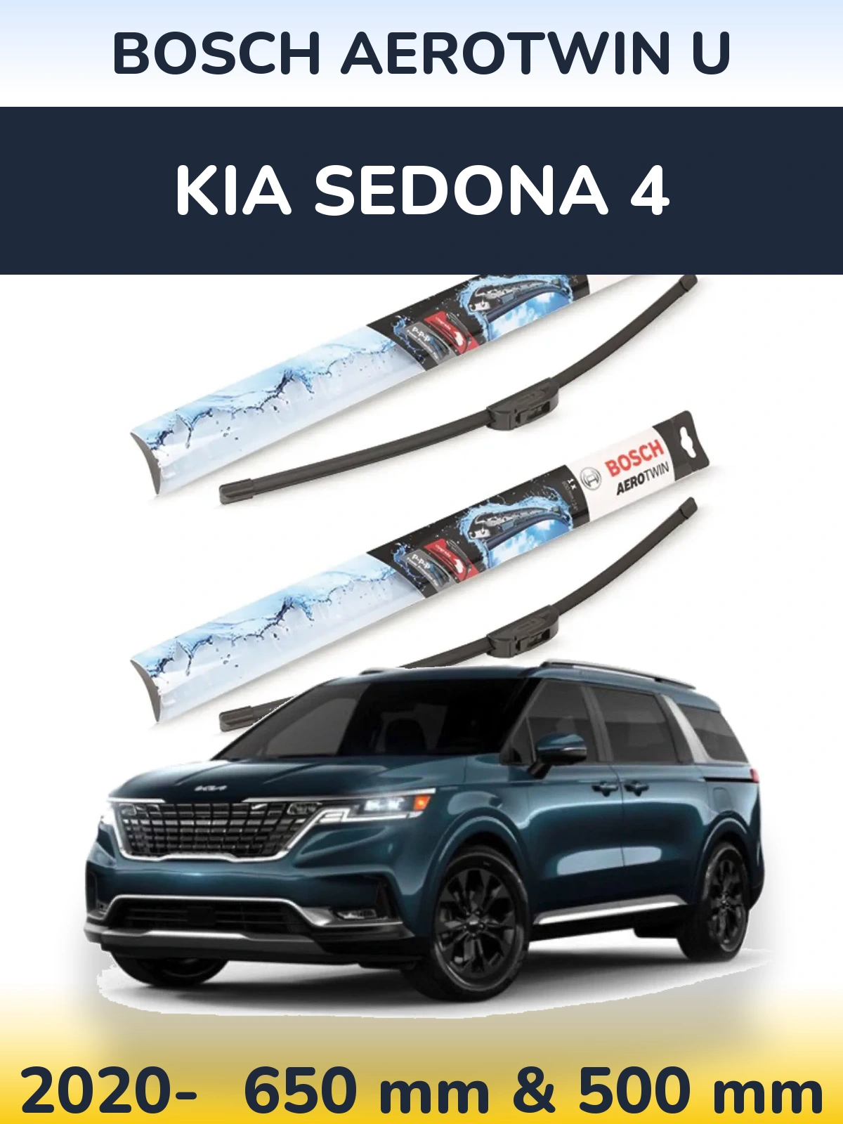 Sada předních stěračů BOSCH AeroTwin U 650 a 500 mm pro KIA Sedona 4 2020-2026