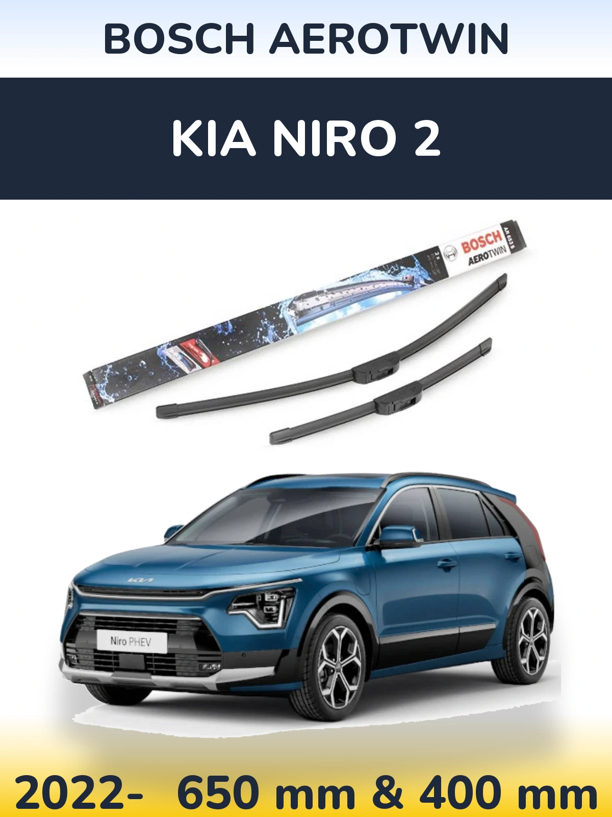 Sada předních stěračů BOSCH AeroTwin 650 a 400 mm pro KIA Niro 2 2022-2026