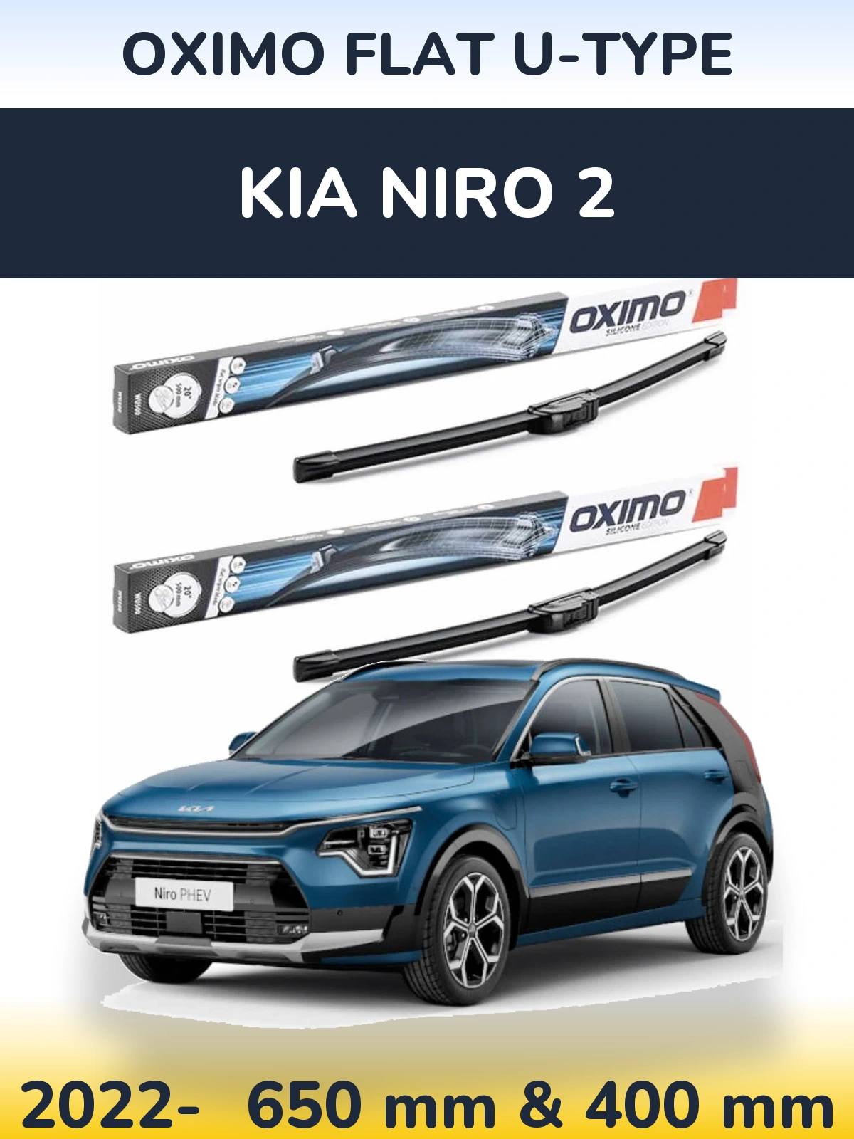Sada předních stěračů Oximo Flat U-type 650 a 400 mm pro KIA Niro 2 2022-2026