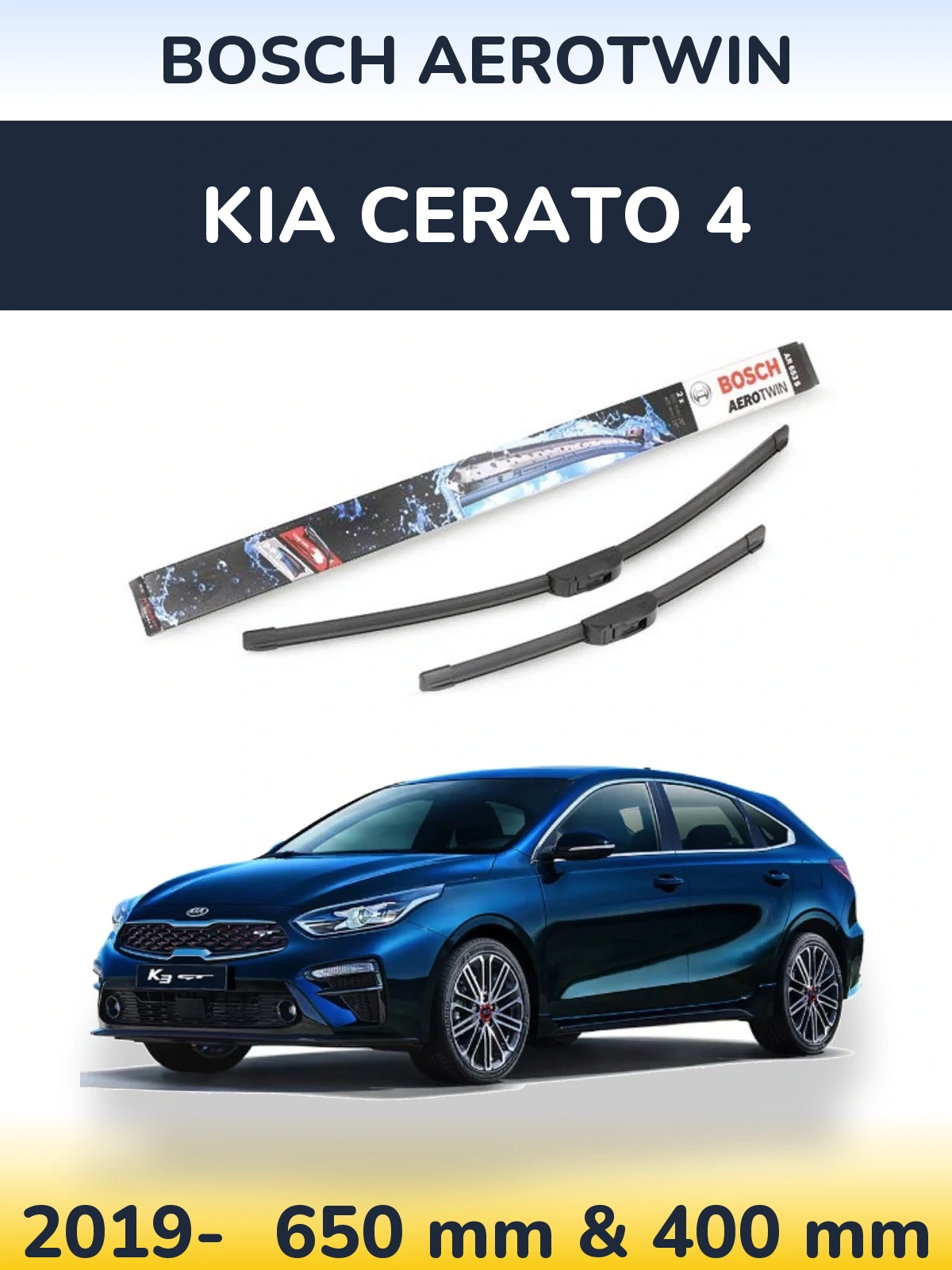 Sada předních stěračů BOSCH AeroTwin 650 a 400 mm pro KIA Cerato 4 2019-2026