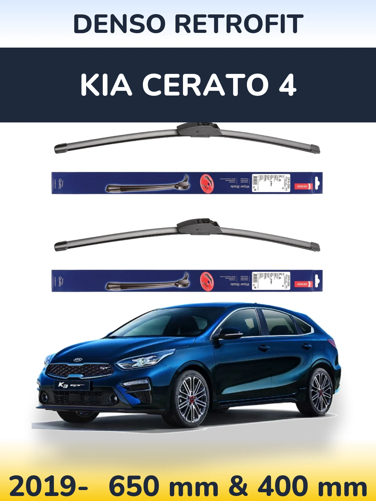 Sada předních stěračů Denso Retrofit 650 a 400 mm pro KIA Cerato 4 2019-2026