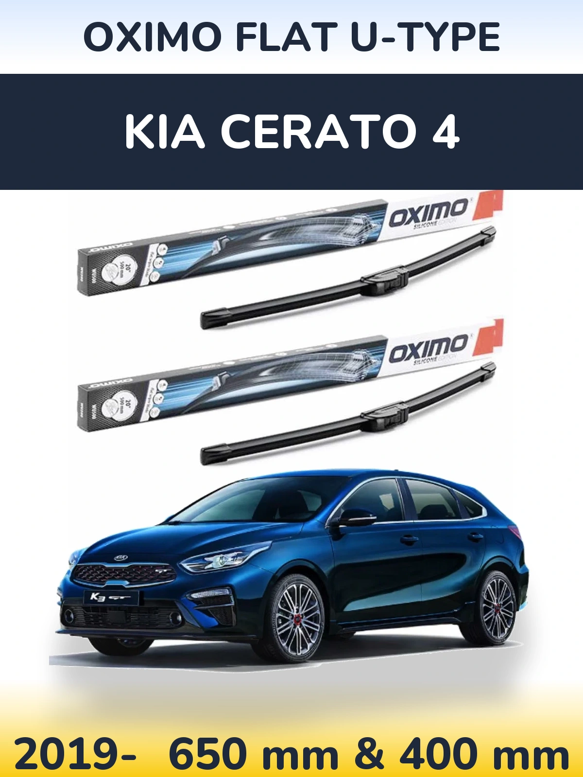 Sada předních stěračů Oximo Flat U-type 650 a 400 mm pro KIA Cerato 4 2019-2026