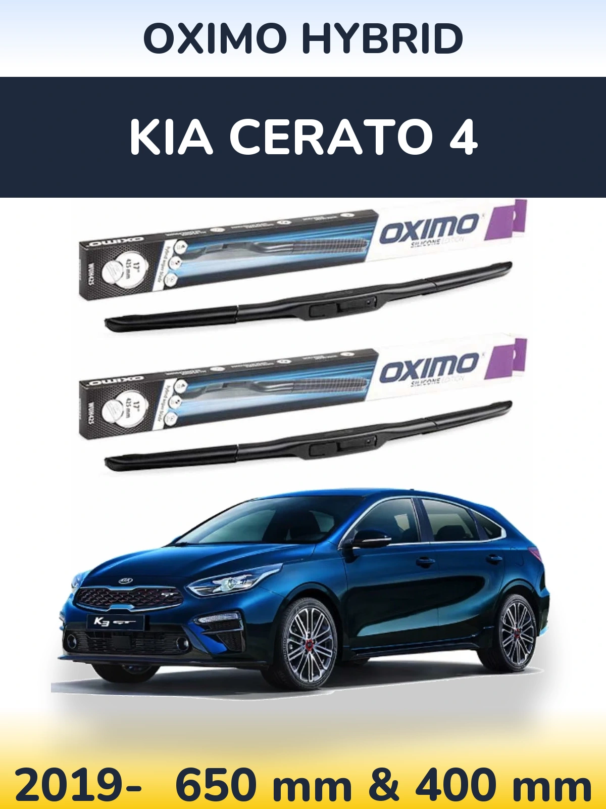 Sada předních stěračů Oximo Hybrid 650 a 400 mm pro KIA Cerato 4 2019-2026